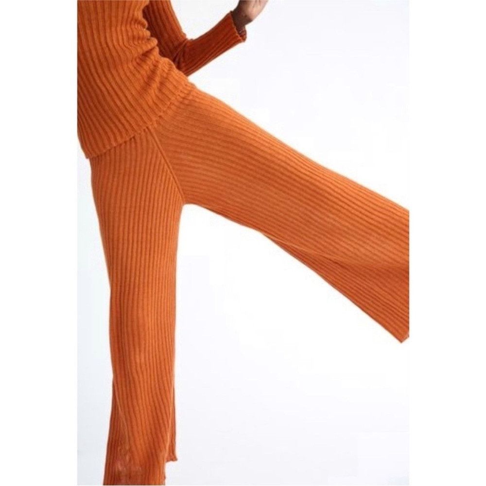 Baserange Baserange Orange 100% cotton knit ribbed high rise pants S Size 26" / US 2 / IT 38 - 1 Thumbnail