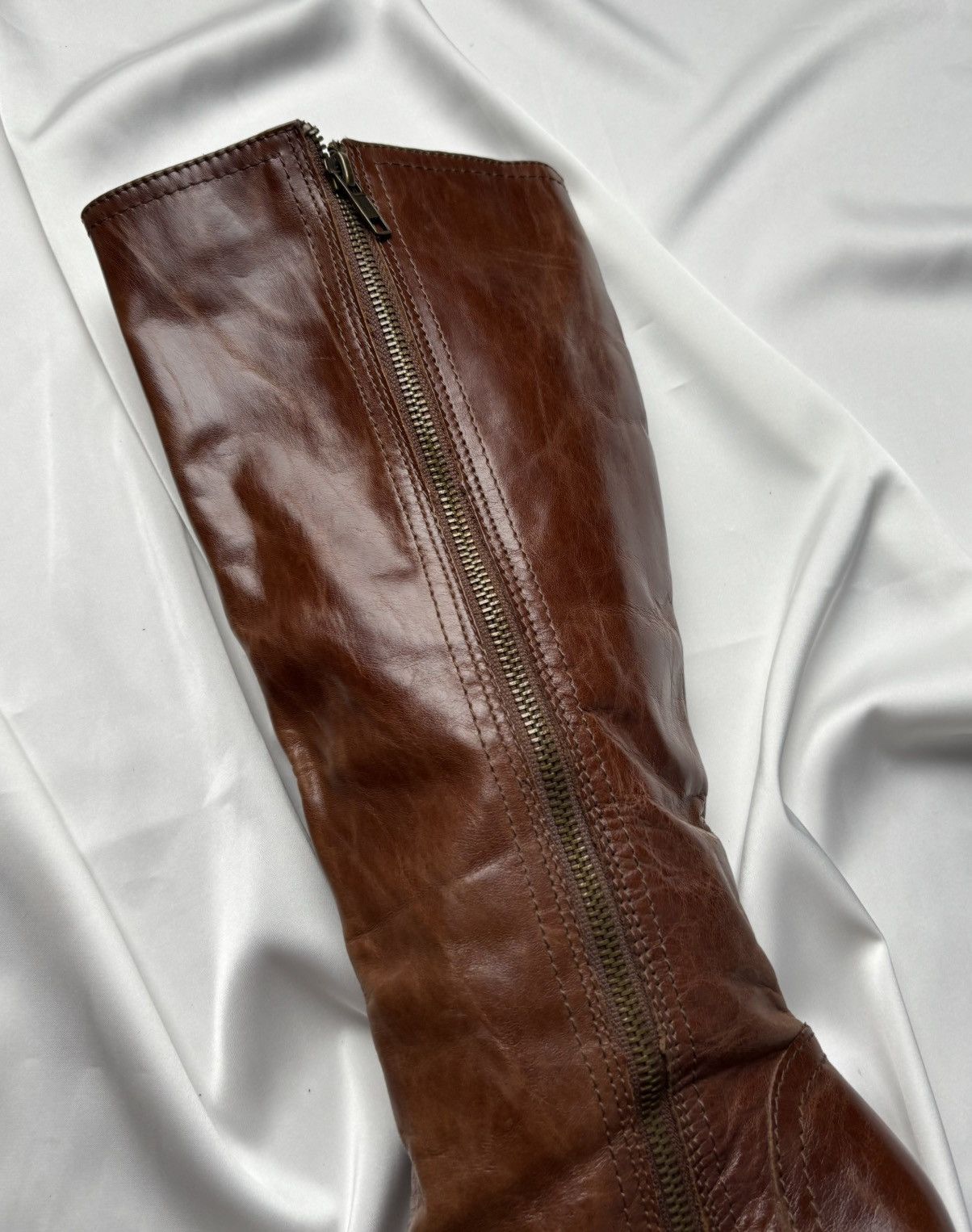Aldo Vintage high knee size zip wedge leather boots Size US 7 / IT 37 - 4 Thumbnail