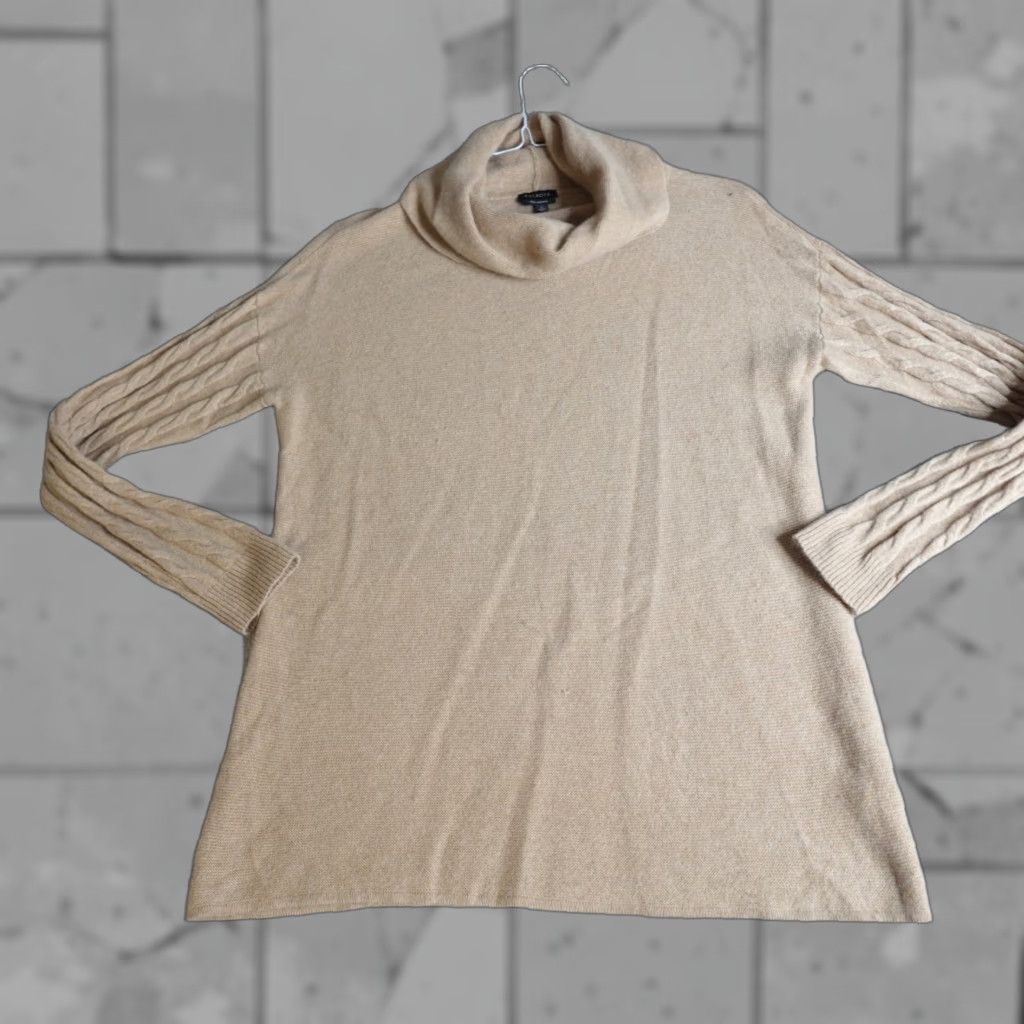 Talbots Talbots Womens Sweater L Beige Cashmere Cowl Neck Dolman Sleeve Knit Pullover Size L / US 10 / IT 46 - 1 Thumbnail