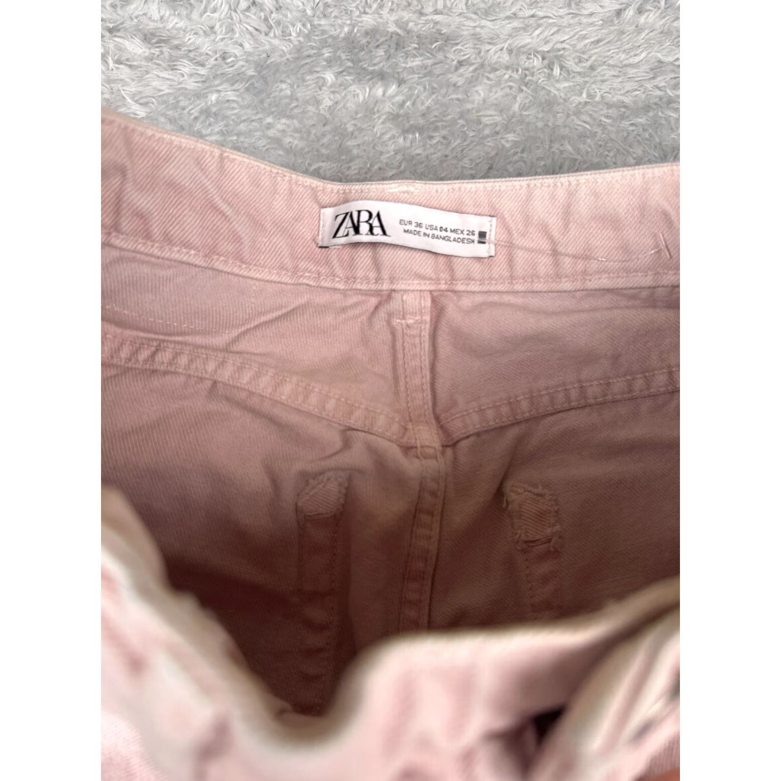 Zara Zara Jeans Womens Pink Denim Wide Leg High Rise Cotton Zip Fly 26x26 4 Size 27" / US 4 / IT 40 - 6 Thumbnail