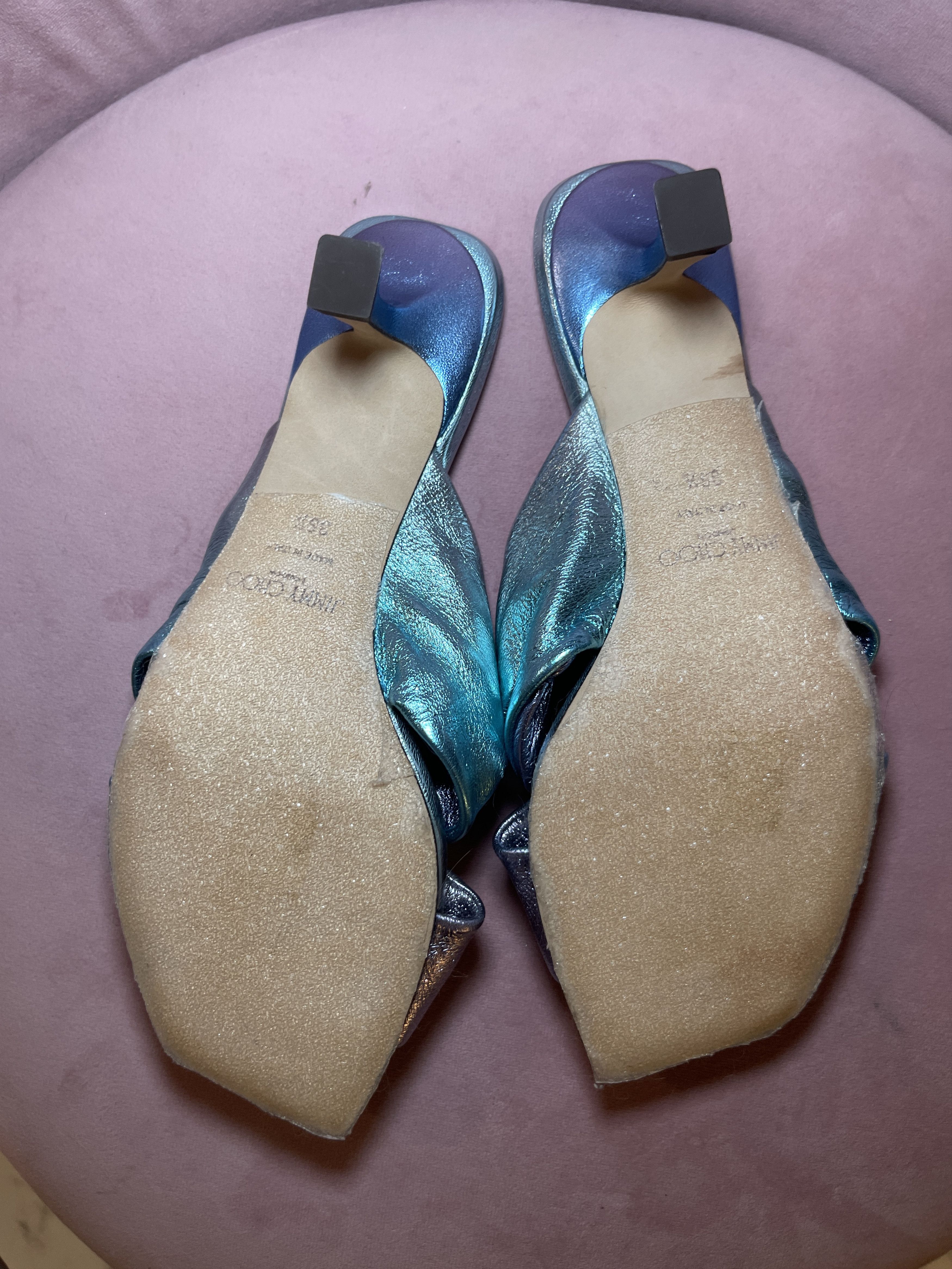 Jimmy Choo Jimmy Choo Avenue Ombre Blue Sandal Mules Kitten Heel Size US 4.5 / IT 34.5 - 5 Thumbnail
