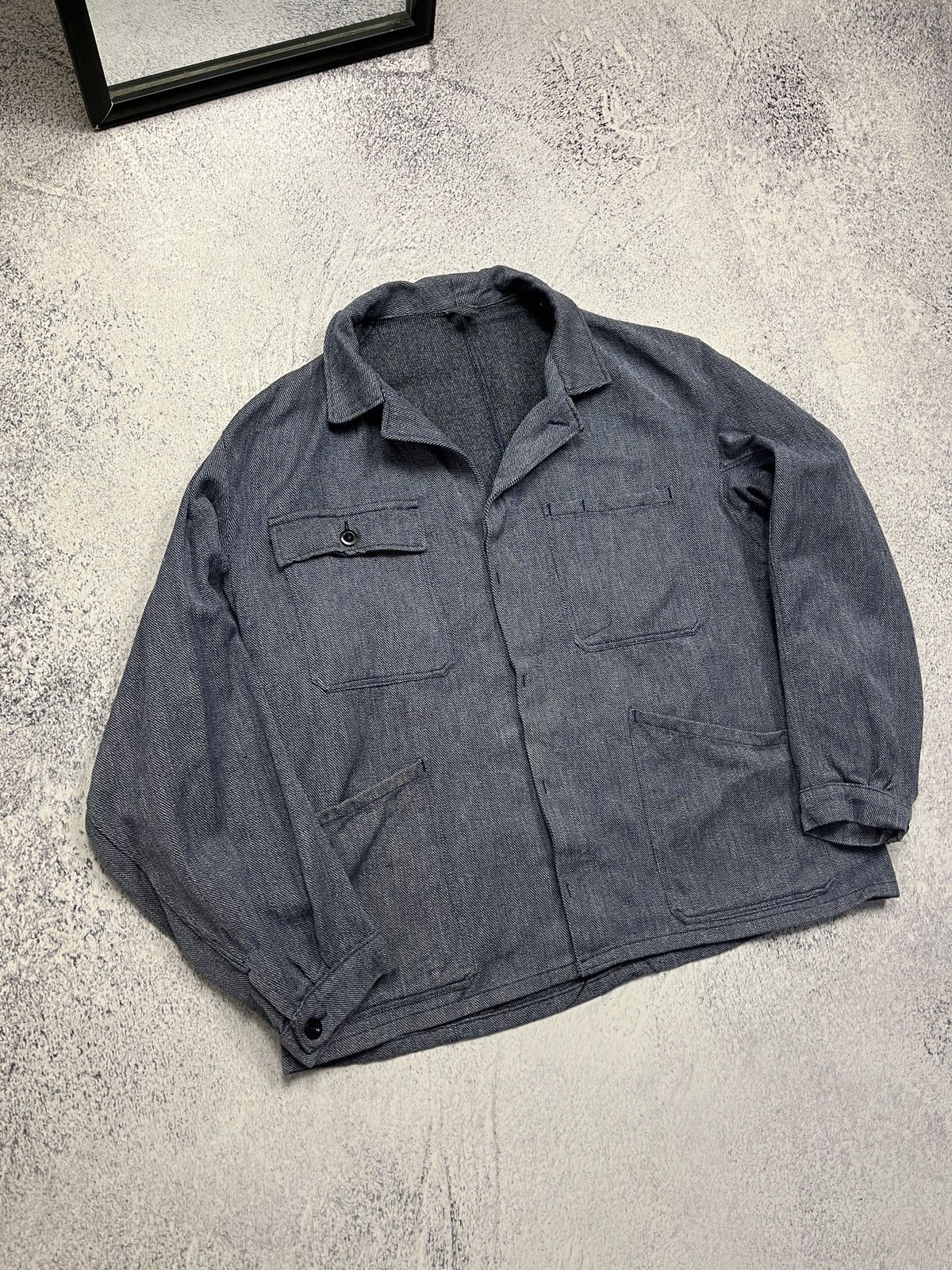 Vintage Vintage 90's French Work Denim Jacket Le Laboureur Lutteurs Size US L / EU 52-54 / 3 - 4 Thumbnail