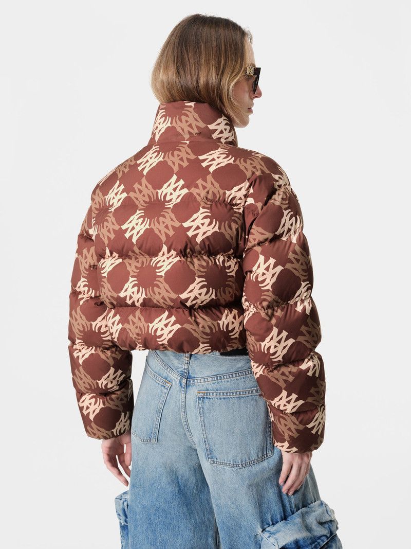 Amiri o1orln1125 MA Quad Cropped Down Jacket in Brown/White Size M / US 6-8 / IT 42-44 - 4 Thumbnail