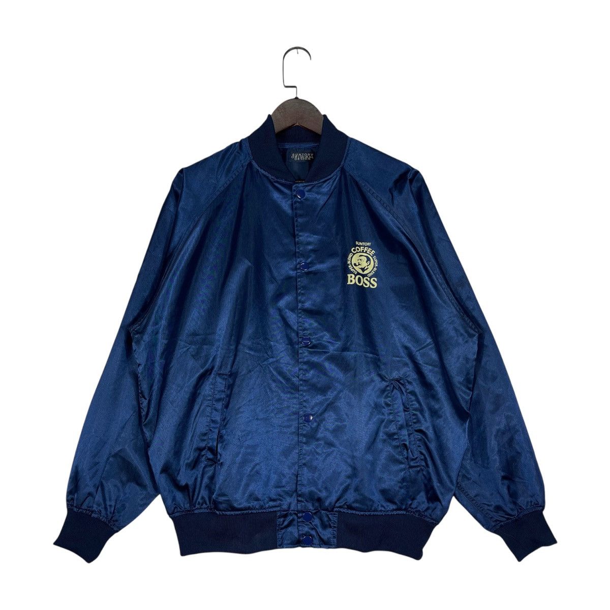 Vintage Vintage Suntory Boss Coffee Bomber Jacket Navy Blue Satin Size US XL / EU 56 / 4 - 9 Thumbnail