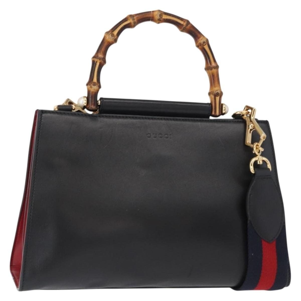 Gucci Gucci Bamboo Web Leather Nim Fair Bag Black Size ONE SIZE - 1 Thumbnail