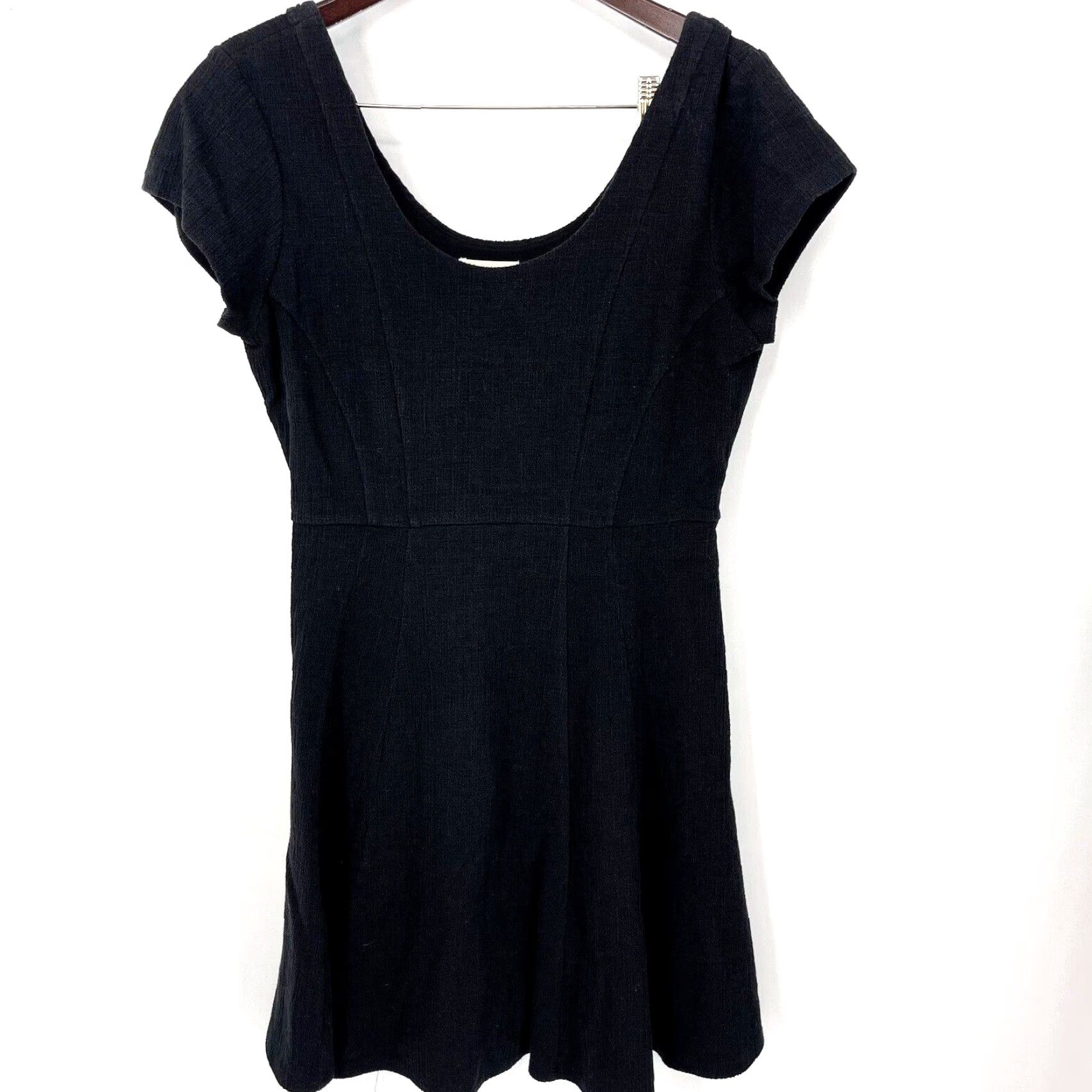 Anthropologie Anthropologie Maeve Dress Womens Medium Black Textured Mini Short Quiet Luxury Size 32" / US 10 / IT 46 - 2 Thumbnail