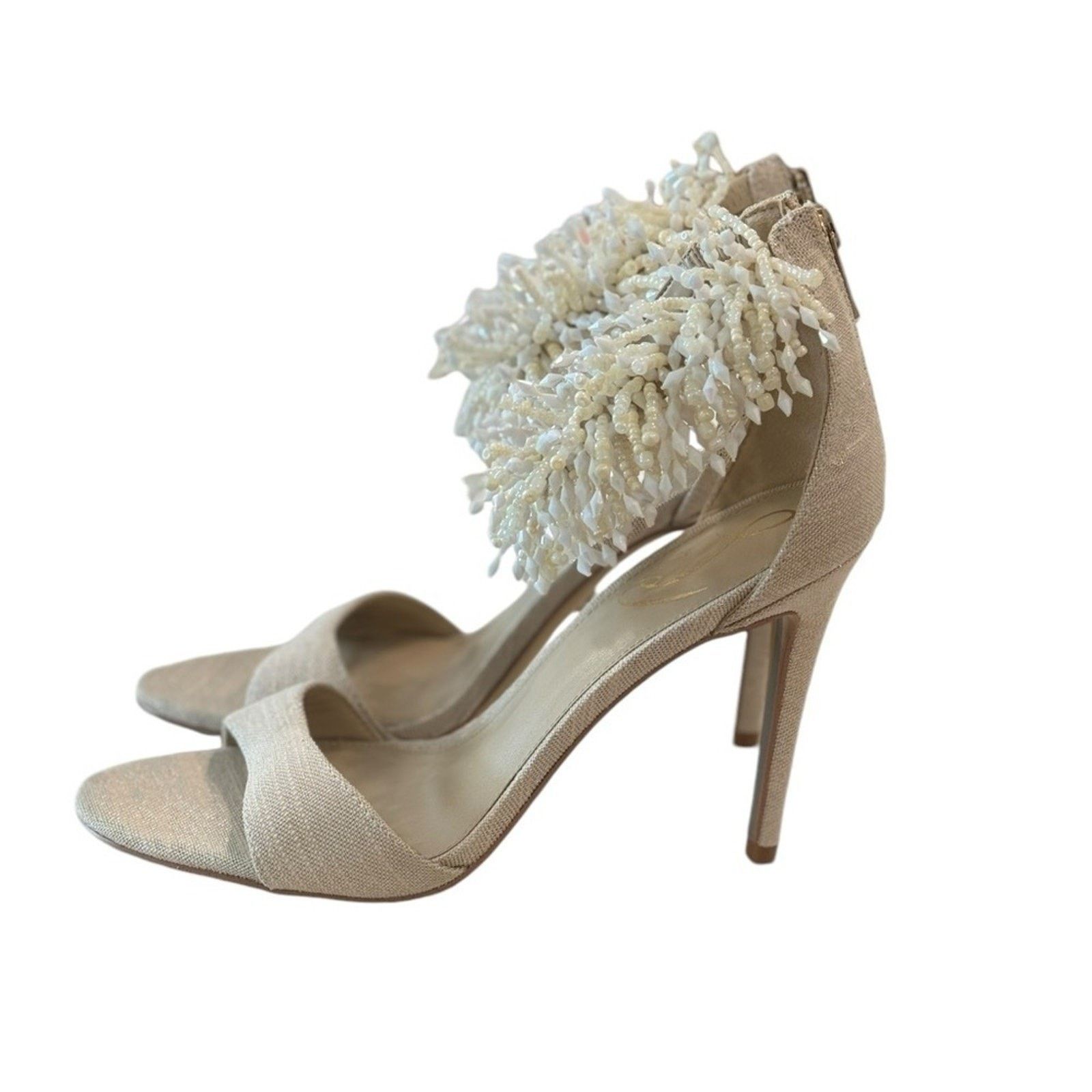 Sam Edelman Sam Edelman Gillie Sand Linen Beaded Heels Womens Size 8 Size US 8 / IT 38 - 12 Thumbnail