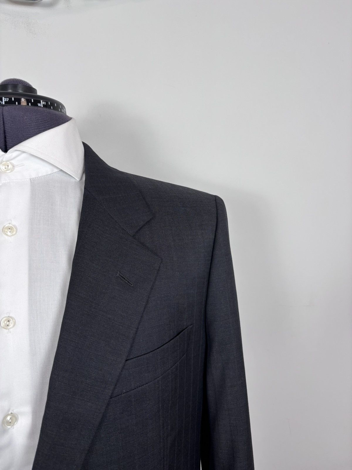 Corneliani Corneliani Men’s Vintage Grey Striped Wool Blazer Jacket Size 42R - 4 Thumbnail