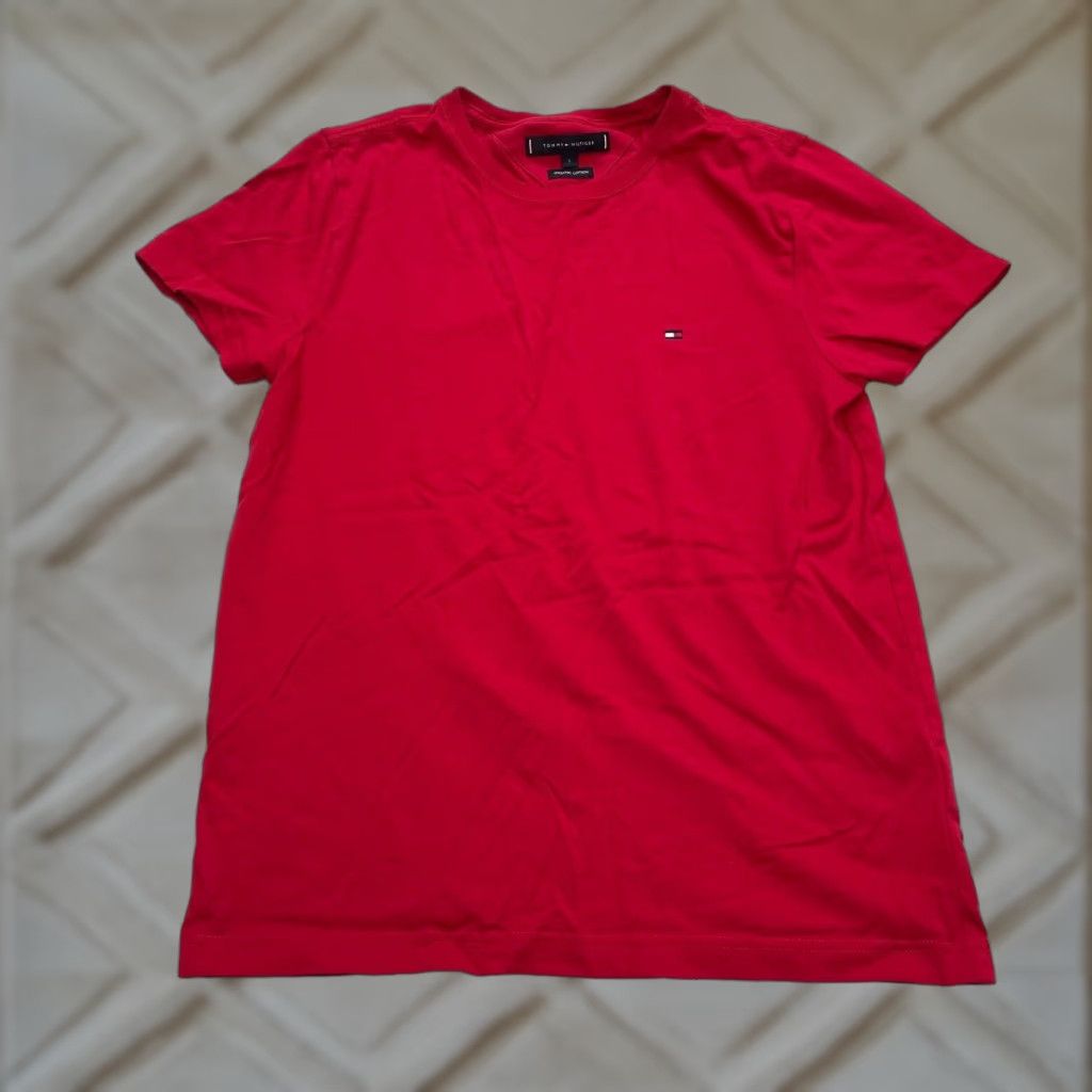 Tommy Hilfiger Tommy Hilfiger Shirt Womens Small Red Classic Logo Crew Short Sleeve Organic Size S / US 4 / IT 40 - 1 Thumbnail
