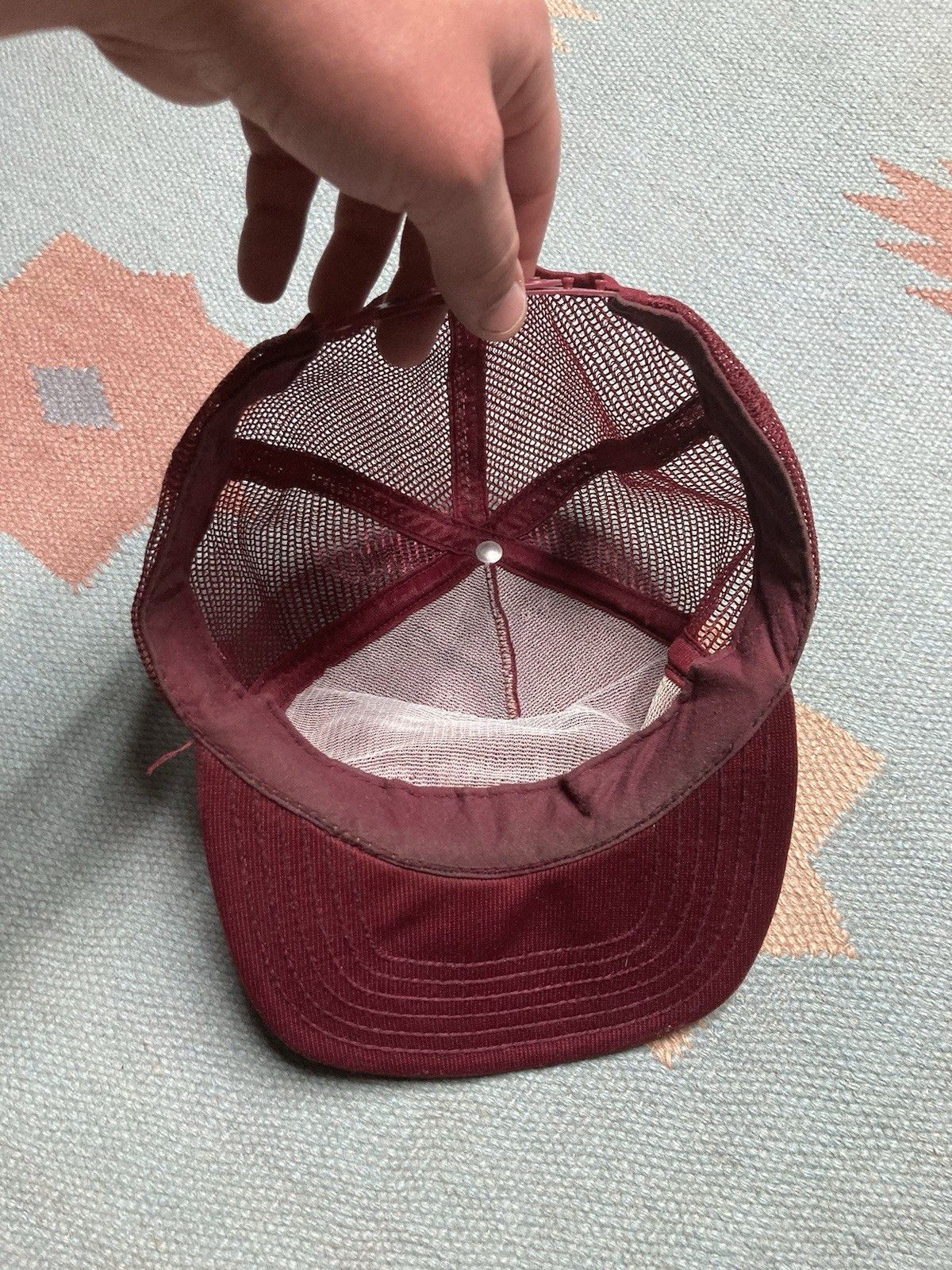 Vintage 80s trucker hat US brick worth looking at puff print maroon Size ONE SIZE - 5 Thumbnail