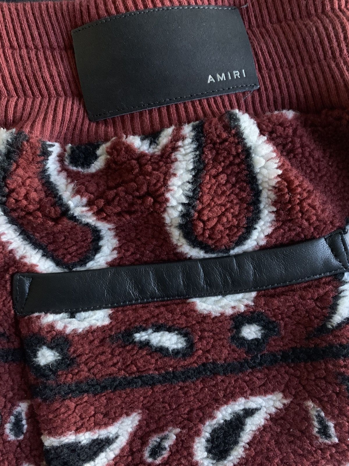 Amiri AMIRI Leather-Trimmed Bandana Print Fleece Sweatpants Size US 34 / EU 50 - 3 Thumbnail