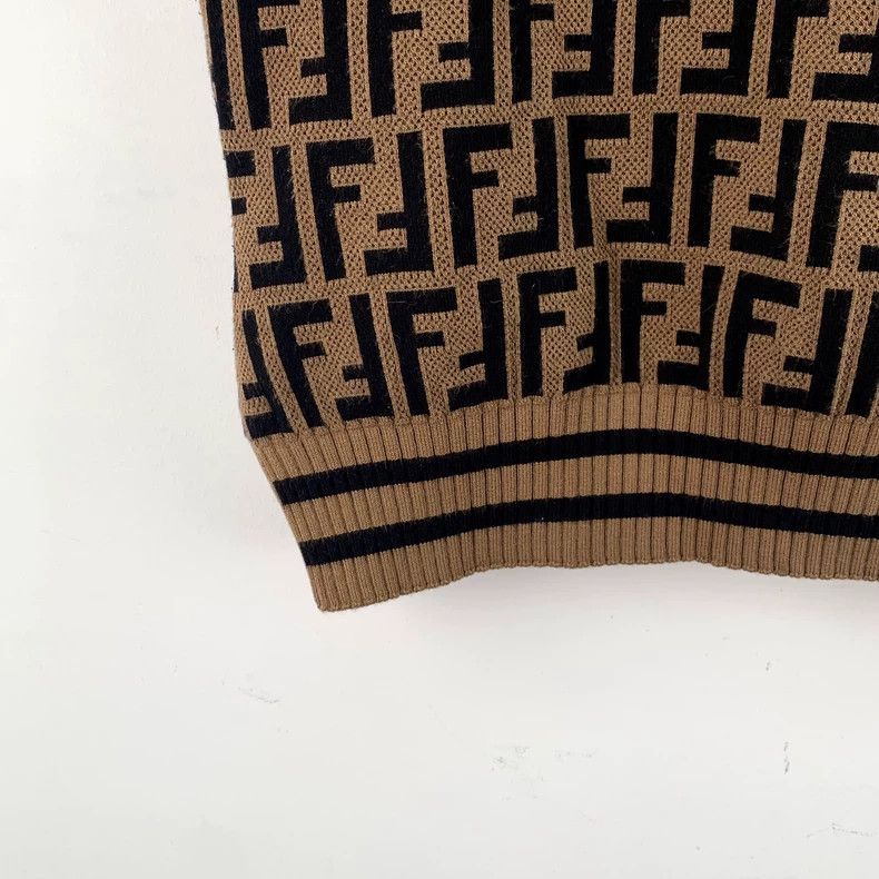 Fendi FENDI Dark brown striped logo letter full-print crewneck s Size XS / US 0-2 / IT 36-38 - 4 Thumbnail