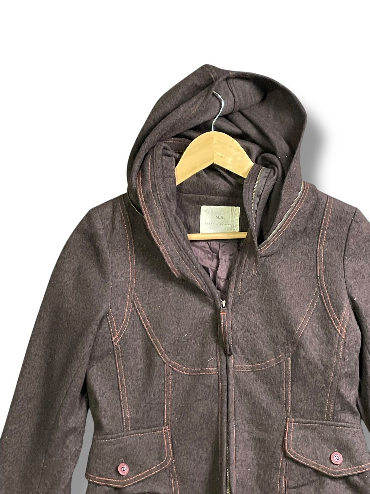 Japanese Brand × Vintage M.A x Japanese Brand Hooded Zipper Wool Jacket (38) Size US S / EU 44-46 / 1 - 2 Thumbnail
