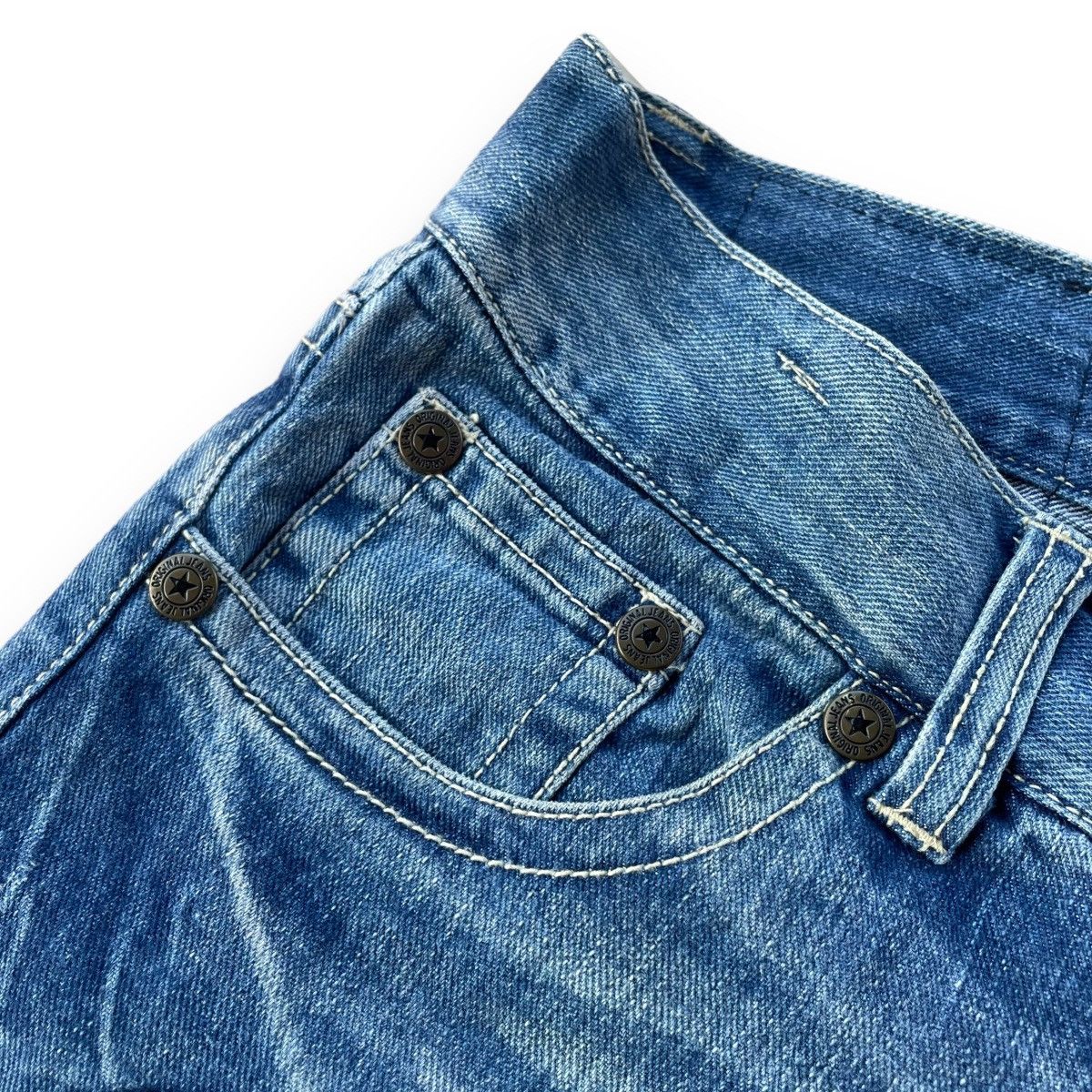 Beauty Beast 🇯🇵 SKY BOMBER PATCHWORK DISTRESSED WASHED DENIM PANTS Size 30" / US 8 / IT 44 - 7 Thumbnail
