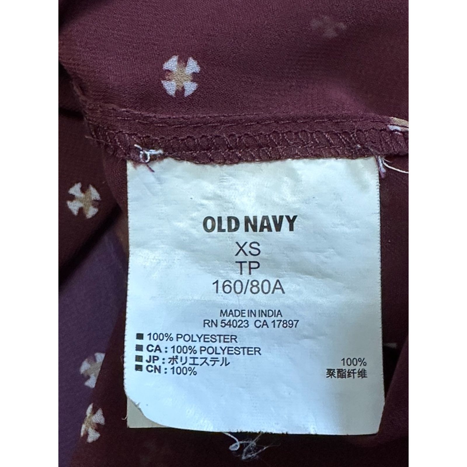 Old Navy Old Navy Sheer Blouse Long Sleeves Maroon Women's XS Size XS / US 0-2 / IT 36-38 - 8 Thumbnail