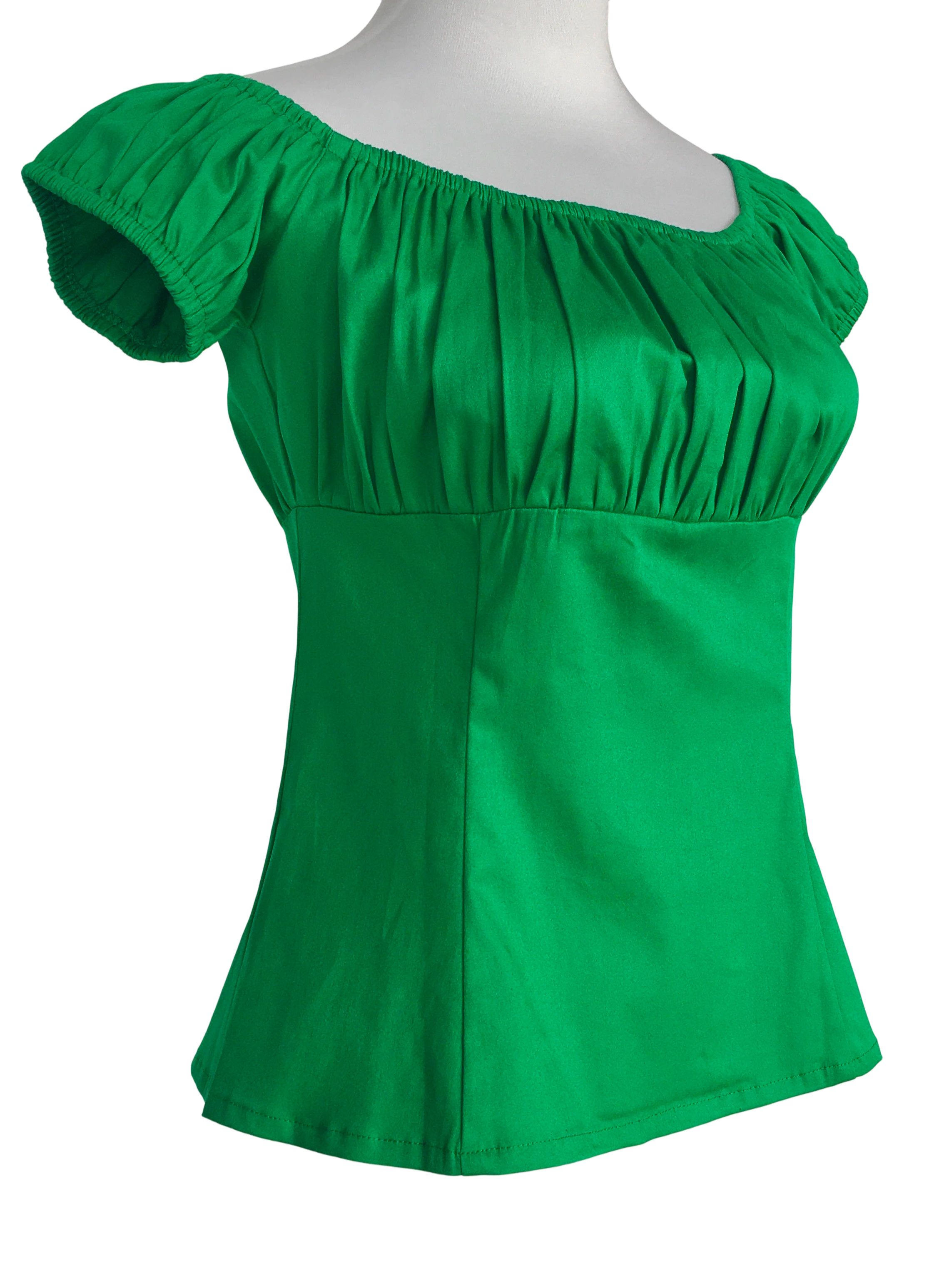 Other Women tops off shoulder slim fit green blouse Size M / US 6-8 / IT 42-44 - 2 Thumbnail