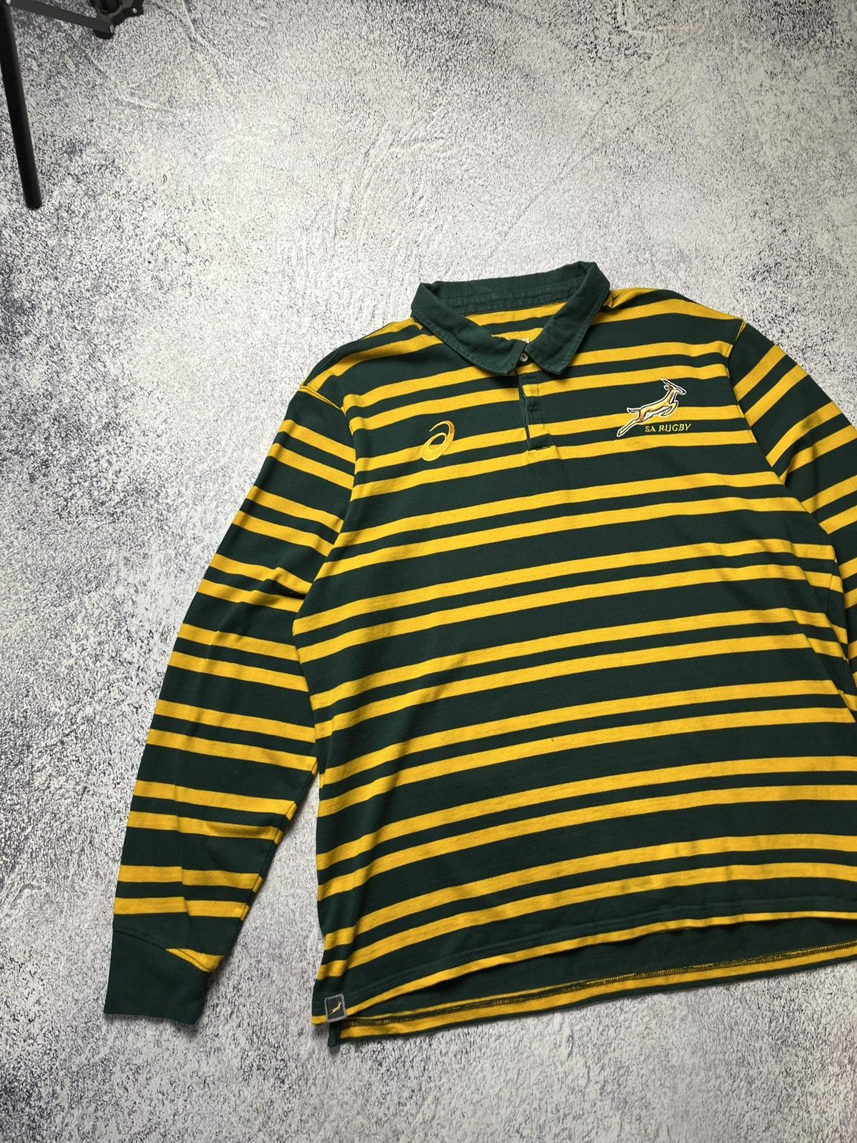 Asics South Africa Rugby Asics Jersey Cotton Long Sleeve Shirt Size US XXL / EU 58 / 5 - 2 Thumbnail