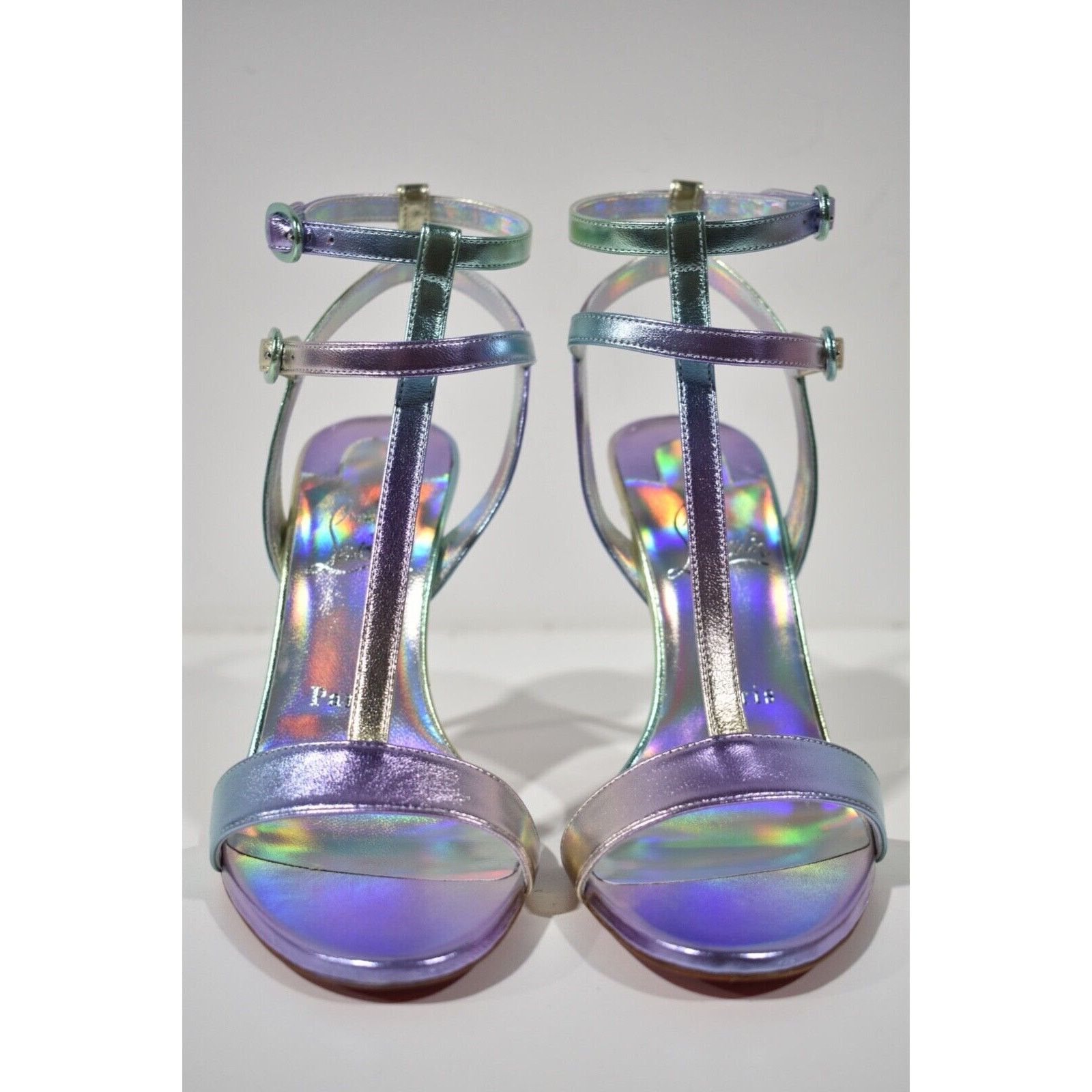 Christian Louboutin Mara 100 Multicolor Purple Sandal Ankle Strap Heel Pump 39 Size US 9 / IT 39 - 6 Thumbnail