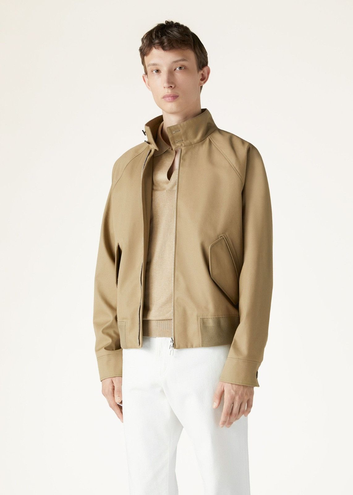 Loro Piana o1srvl11e0125 Cotton Gabardine Bomber Jacket in Brown Size US L / EU 52-54 / 3 - 3 Thumbnail