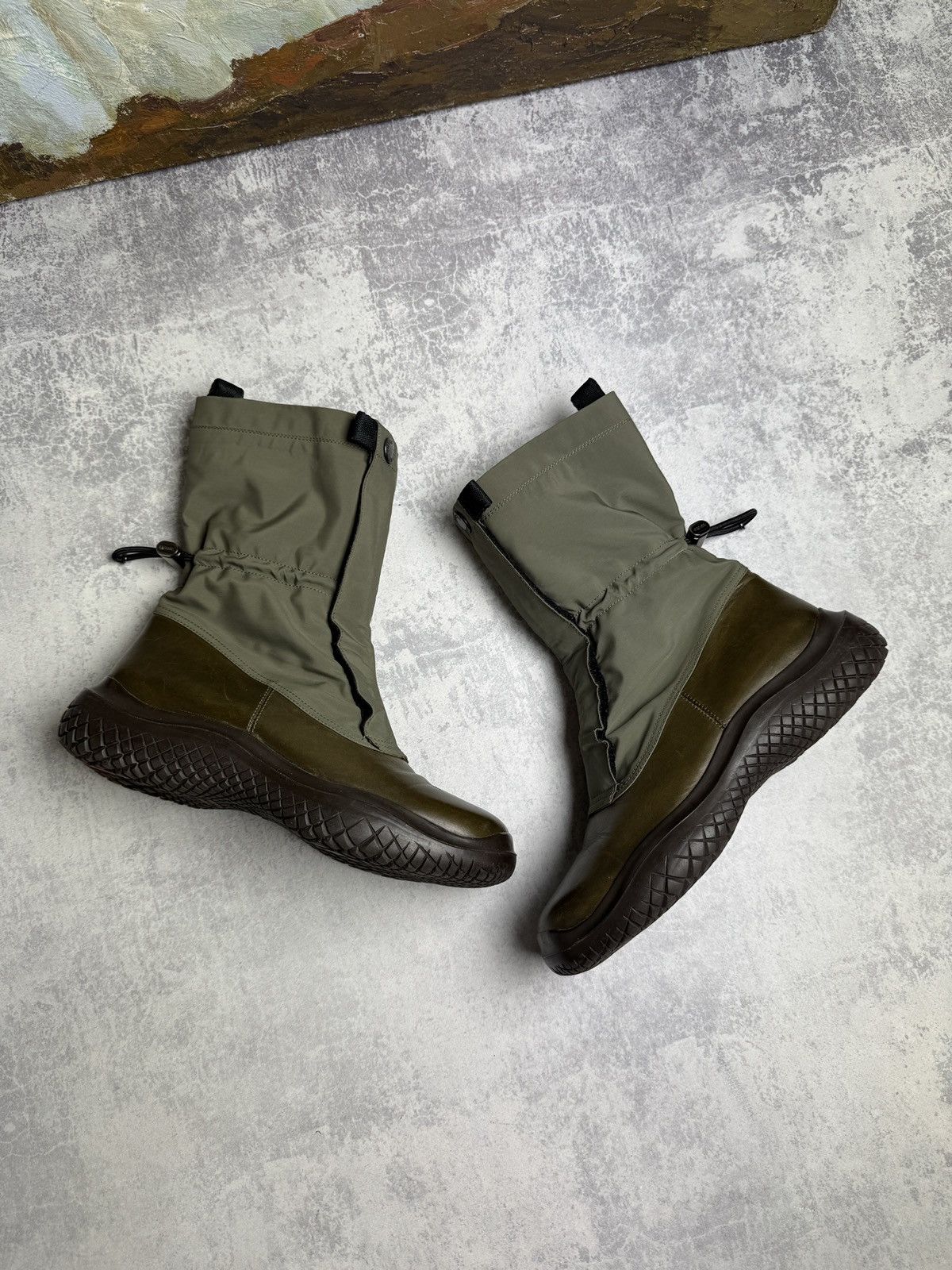Archival Clothing x Italian Designers Prada Square Toe Vibram Luxury Combat Boots Shoes (Size 8)