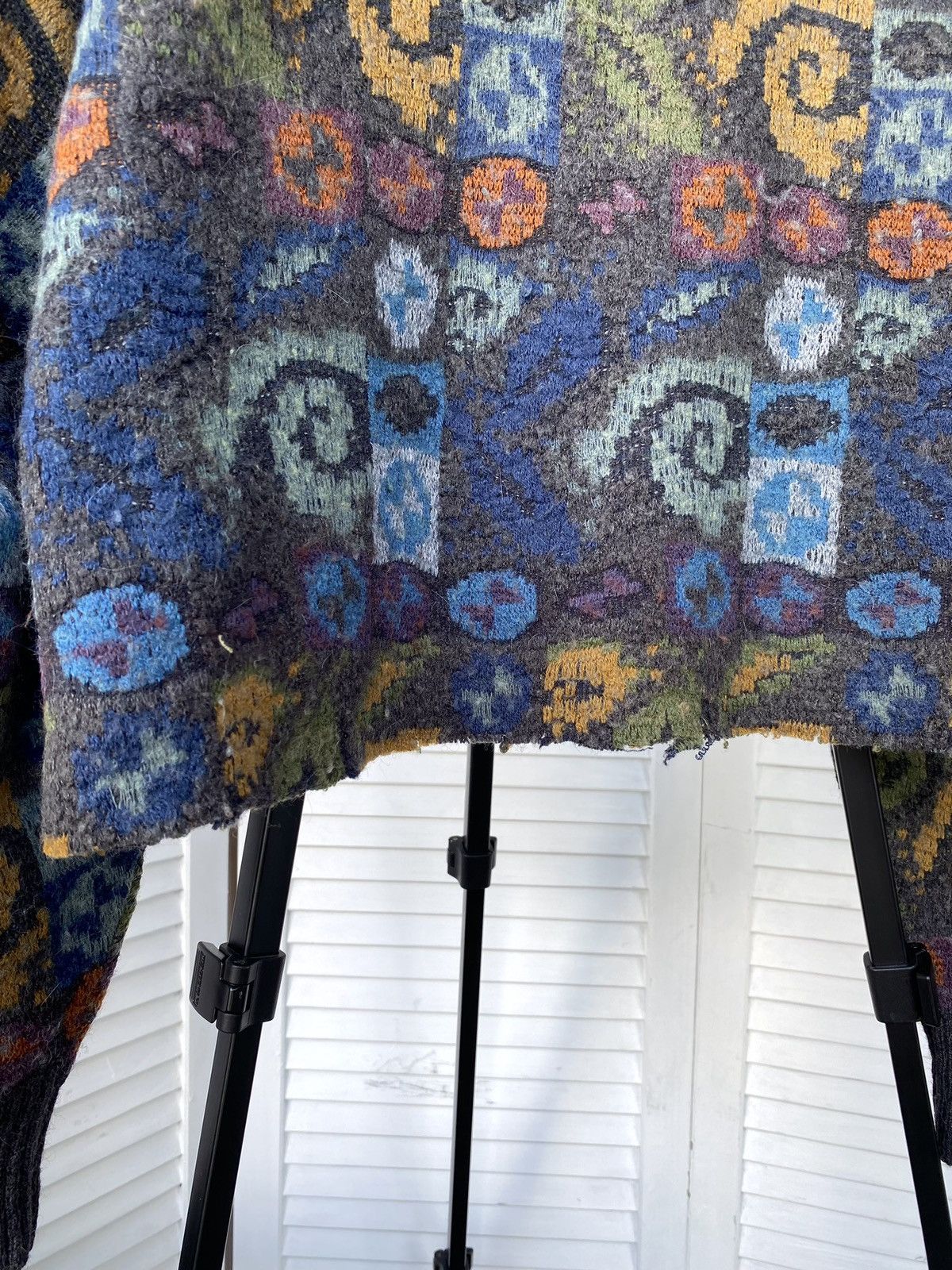 Japanese Brand × Vintage Vintage Abstract Cropped Wool Knit Sweater Baggy Size US L / EU 52-54 / 3 - 7 Thumbnail