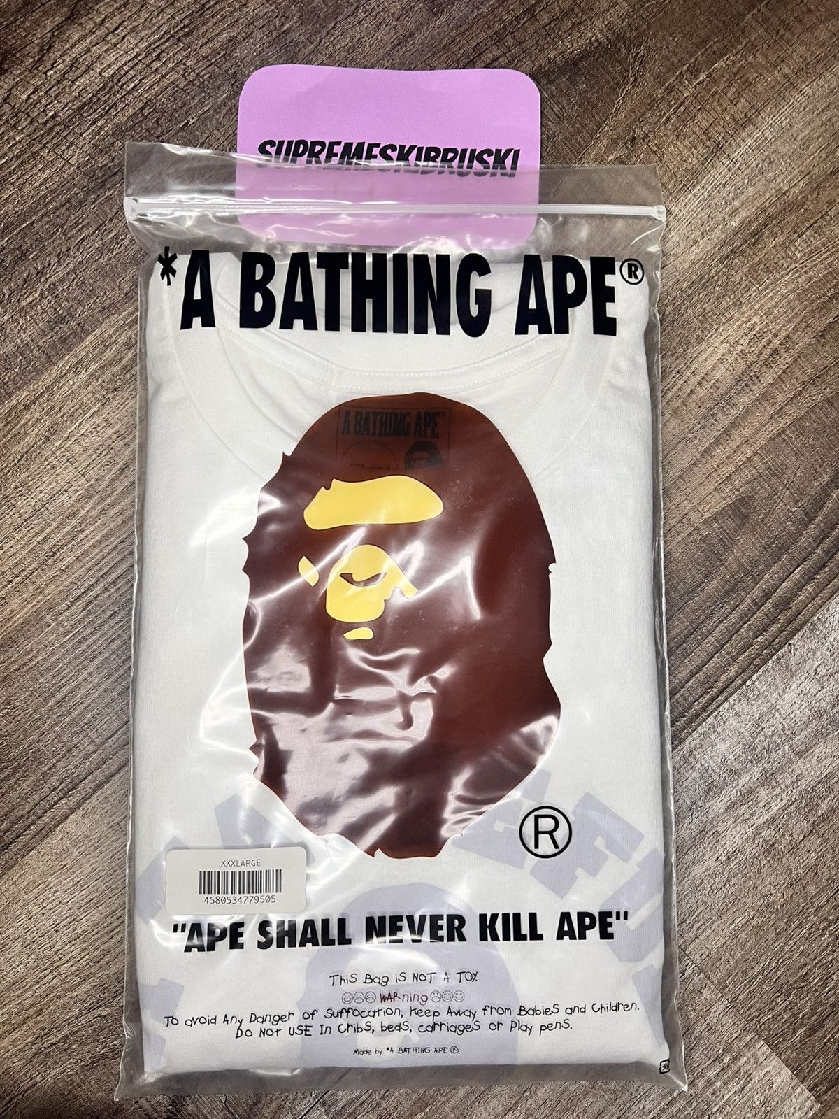 Bape × JJJJound BAPE X JJJJOUND COLLEGE TEE MENS WHITE SIZE XXXL Size US XXL / EU 58 / 5 - 2 Thumbnail