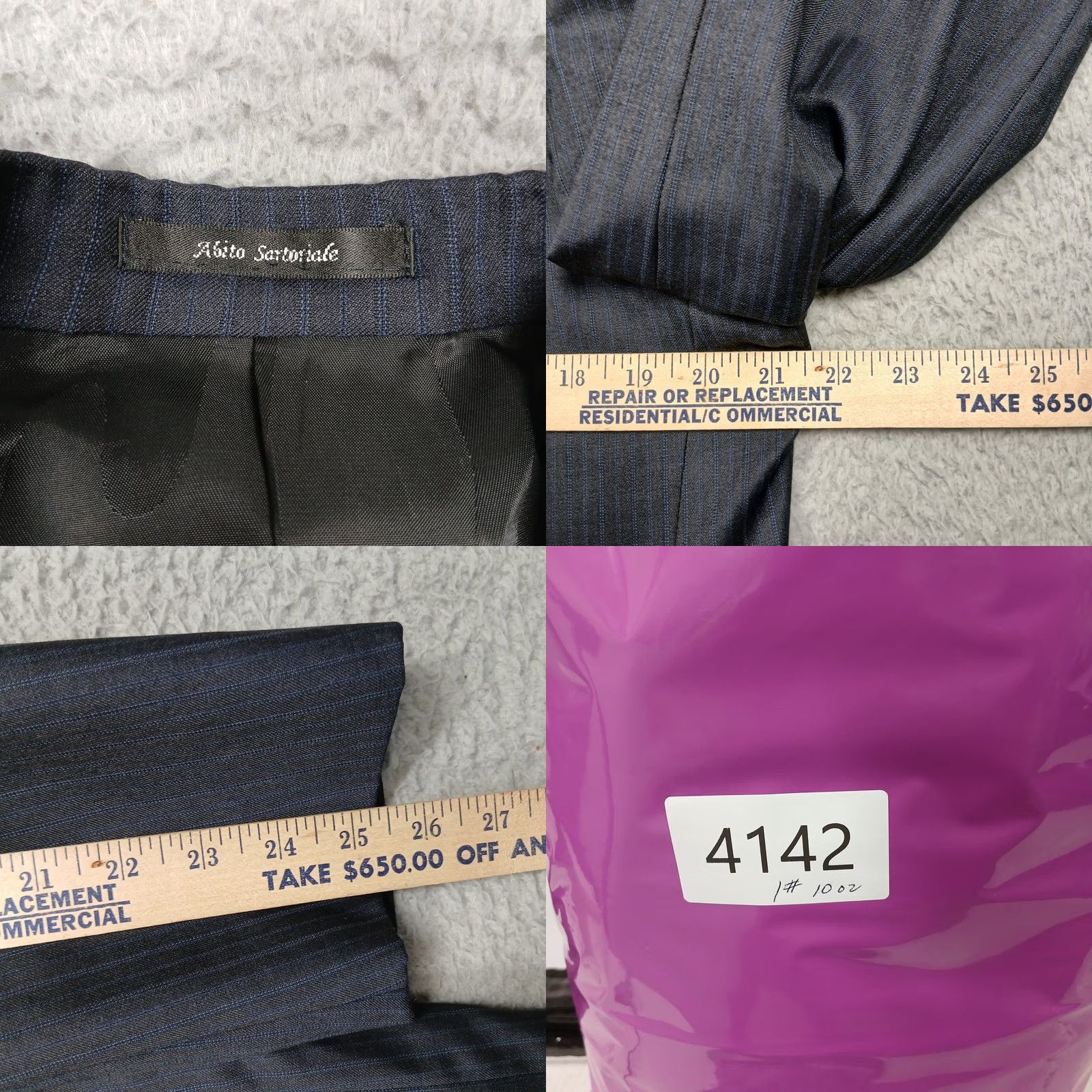 Joseph Joseph Bach Sartoriale Blazer Gray Wool Pinstripe 52R Men Button Notched Lapel Formal Business Size 52R - 8 Thumbnail