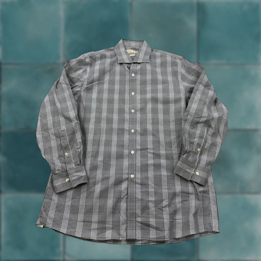 Michael Kors Michael Kors Shirt Mens 16.5 32/33 Gray Plaid Regular Fit Non-Iron Dress Top Size US XL / EU 56 / 4 - 1 Thumbnail