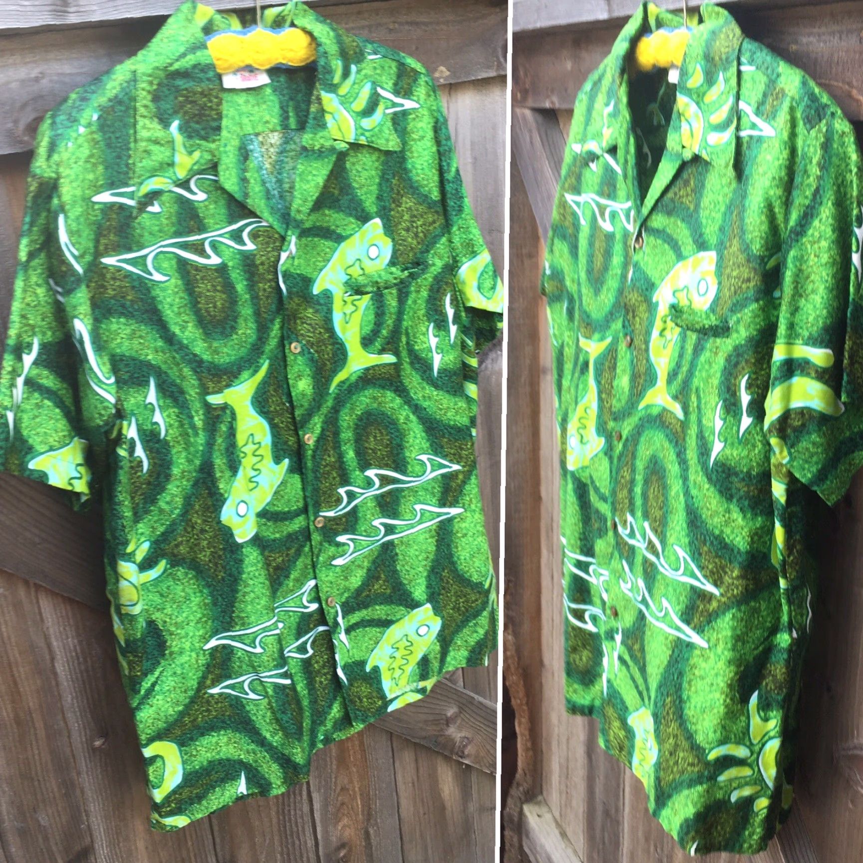 Vivobarefoot Vintage Go Barefoot Honolulu Hawaiian Shirt Hawaii Tiki Aloha Fish L Green Short Sleeve Casual Sportswear/Beach Mens L Size US L / EU 52-54 / 3 - 4 Thumbnail