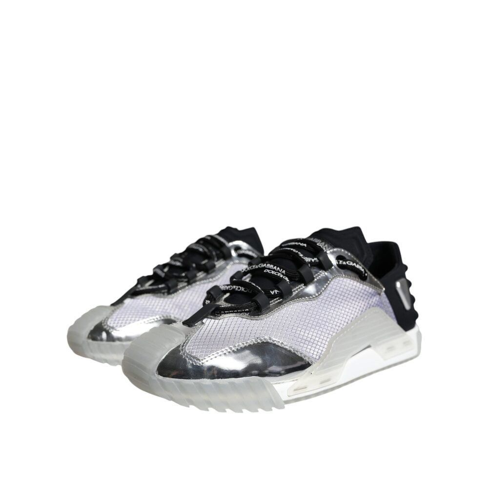Dolce & Gabbana Dolce & Gabbana Silver Black Nylon NS1 Low Top Sneakers Shoe Size US 7 / EU 40 - 3 Thumbnail