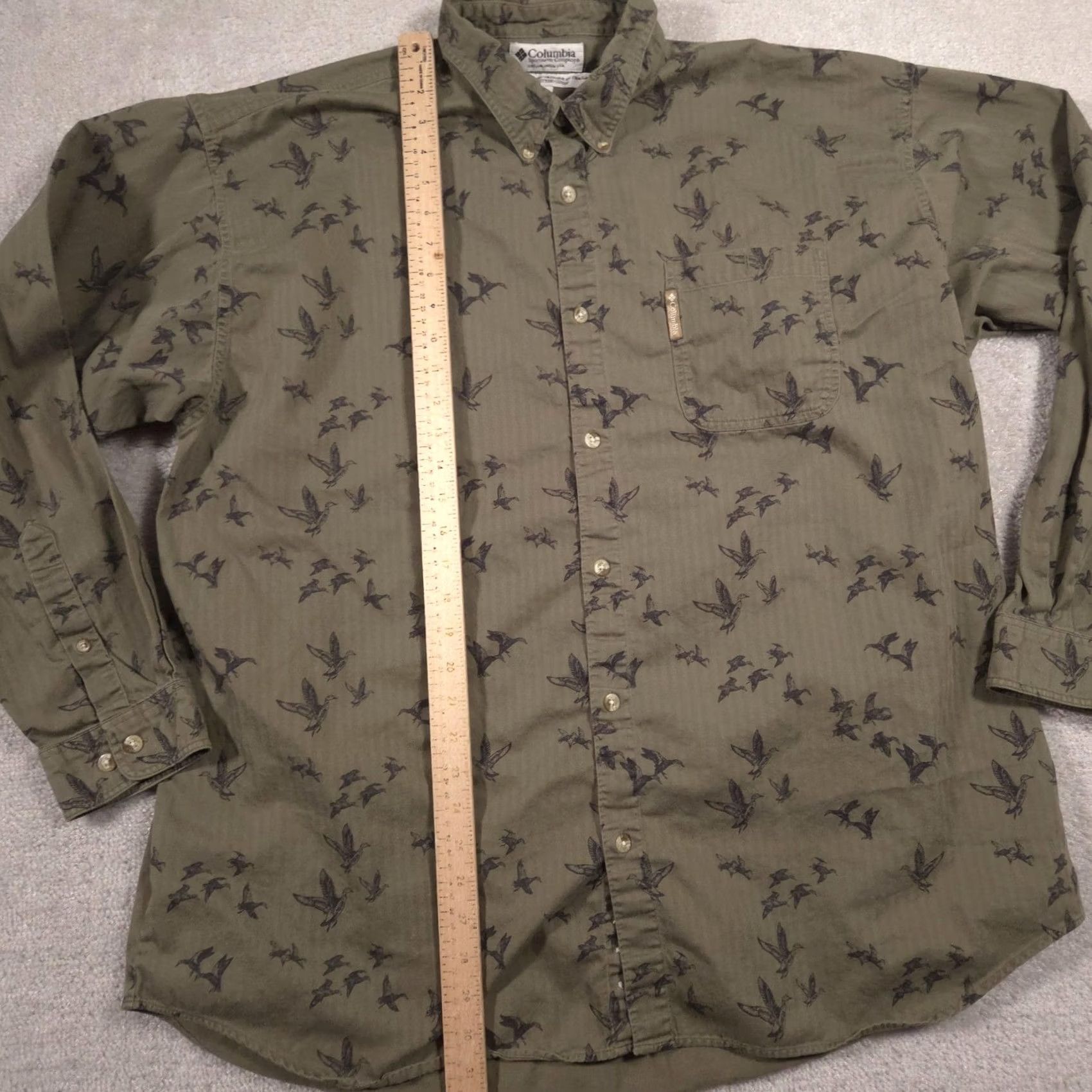 Vintage Columbia Shirt Mens 2XL Green Duck Print Button-Down Long Sleeve Casual Hunting Shirt Size US XXL / EU 58 / 5 - 6 Thumbnail