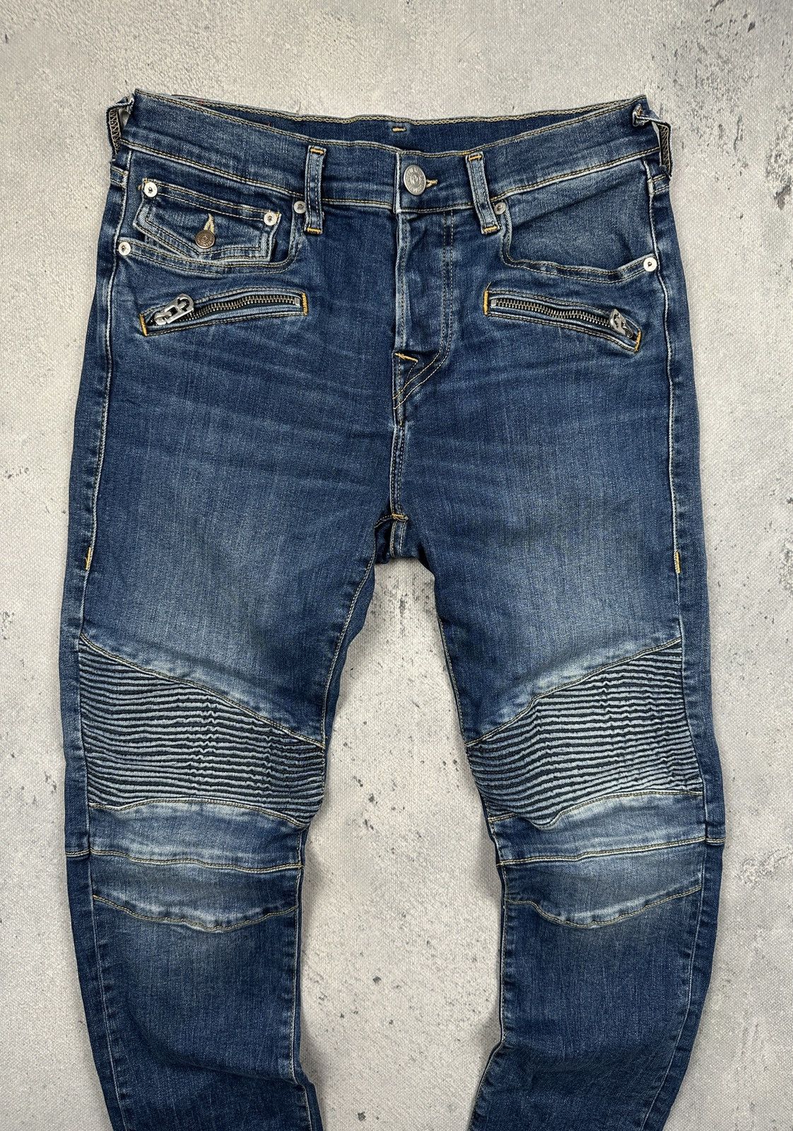 True Religion Vintage True Religion Rocco Moto Biker Jeans Rare Faded Blue Size US 32 / EU 48 - 9 Thumbnail