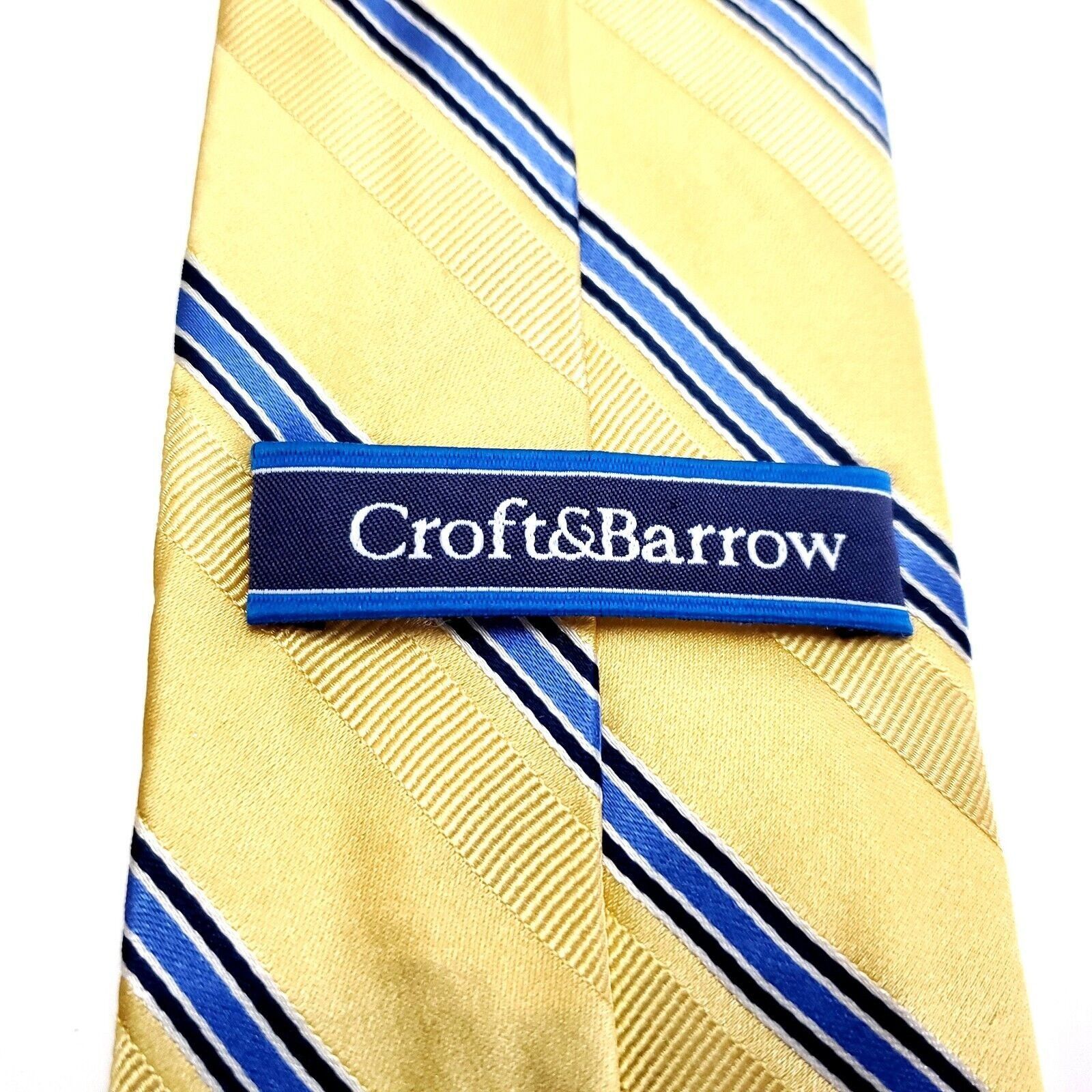 Croft & Barrow Croft Barrow Silk Tie Woven Yellow Blue Striped Size ONE SIZE - 3 Thumbnail