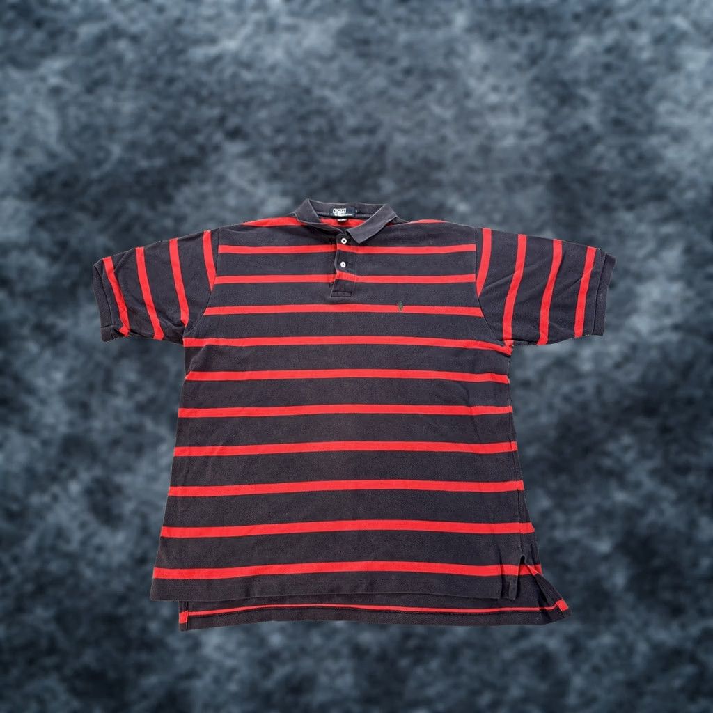 Polo Ralph Lauren VINTAGE Polo Ralph Lauren Polo Shirt Mens 2XL Red/Blue Striped Green Pony Rugby 90s Mens Polo Shirt Size US XXL / EU 58 / 5 - 1 Thumbnail