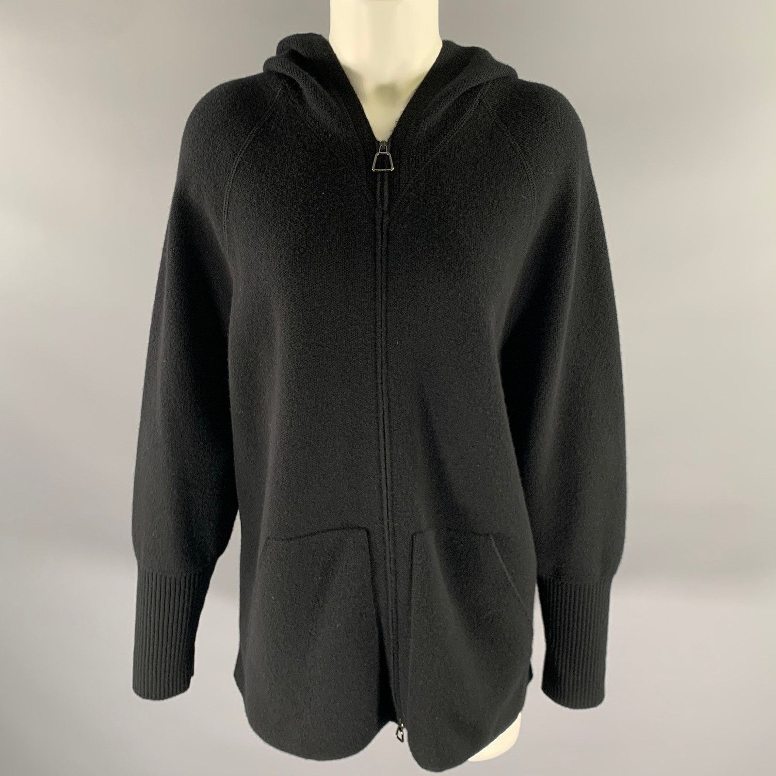 Akris AKRIS Size M Black Cashmere Hoodie Cardigan Size M / US 6-8 / IT 42-44 - 1 Thumbnail