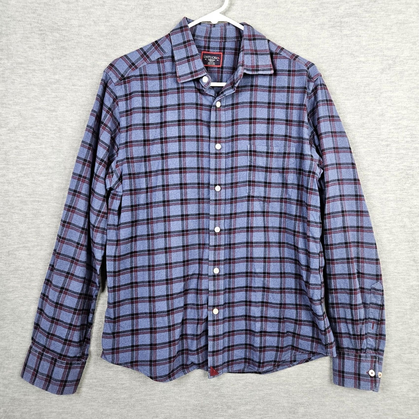 UNTUCKit UNTUCKit Scavino Men's Button Up Plaid Check Flannel Solid Cotton Shirt M Multicolor Casual Button-Up Shirts Mens Size US M / EU 48-50 / 2 - 2 Thumbnail