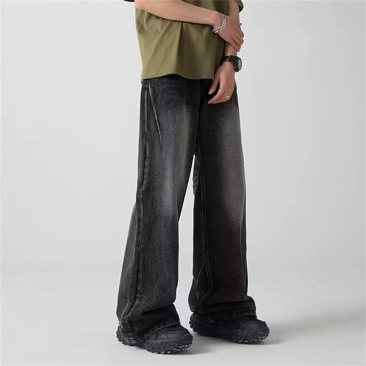 Jean × Vintage Washed Gray Straight Streetwear Jeans Y2k Vintage Size US 30 / EU 46 - 2 Thumbnail
