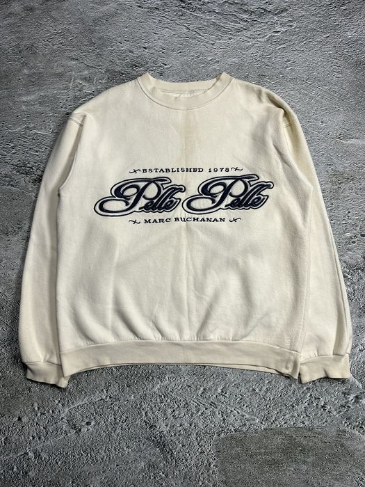 Vintage Pelle Pelle sweatshirt big logo 90s crewneck beige white