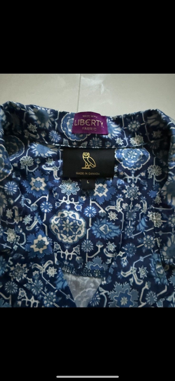October's Very Own OVO Blue Pattern Summer Short Sleeve Button Up Size US L / EU 52-54 / 3 - 3 Thumbnail