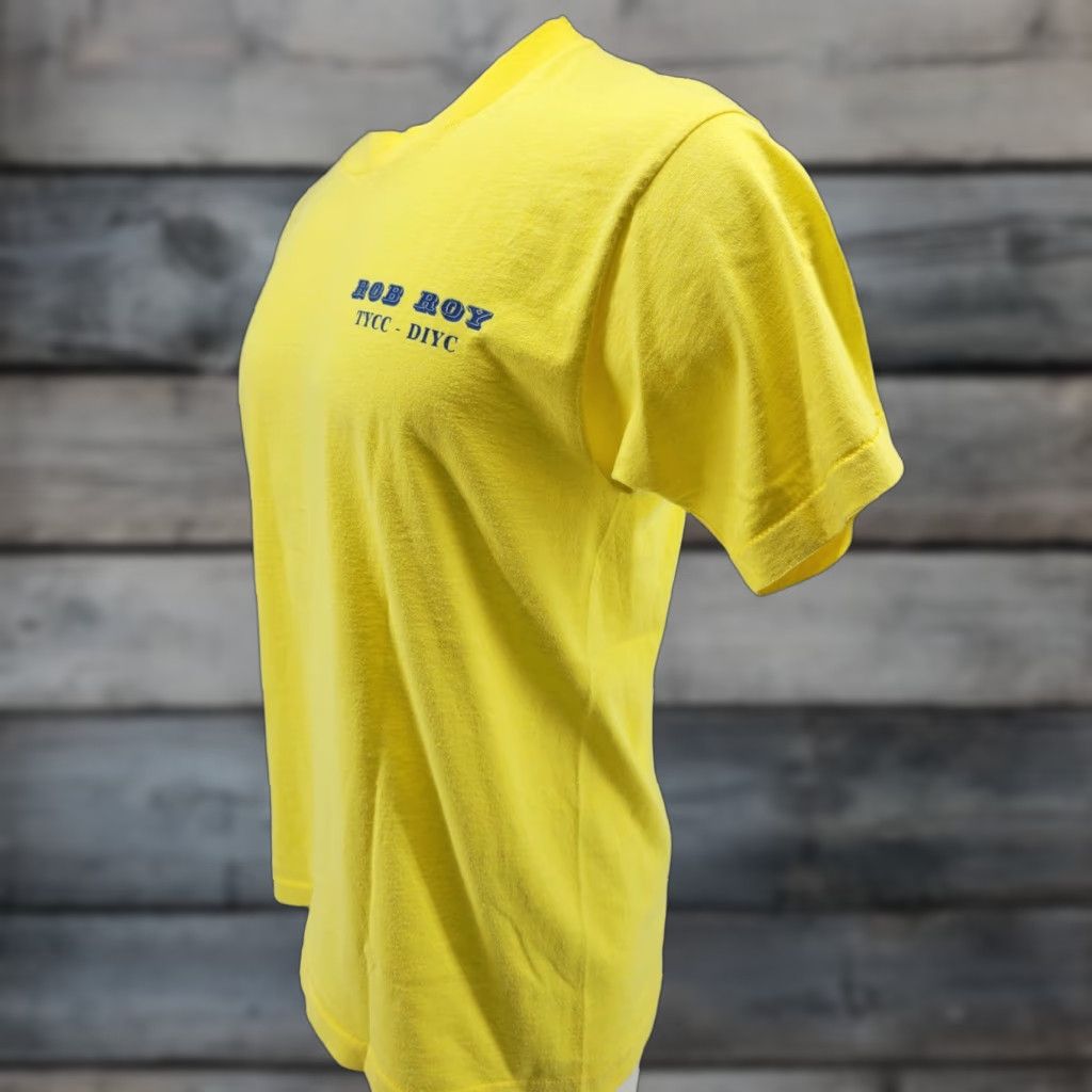 Vintage Vintage Rob Roy Racing Team Single Stitch Yellow Shirt Large Mens T-Shirt 20" Pit Measurements Vintage Size US L / EU 52-54 / 3 - 1 Thumbnail