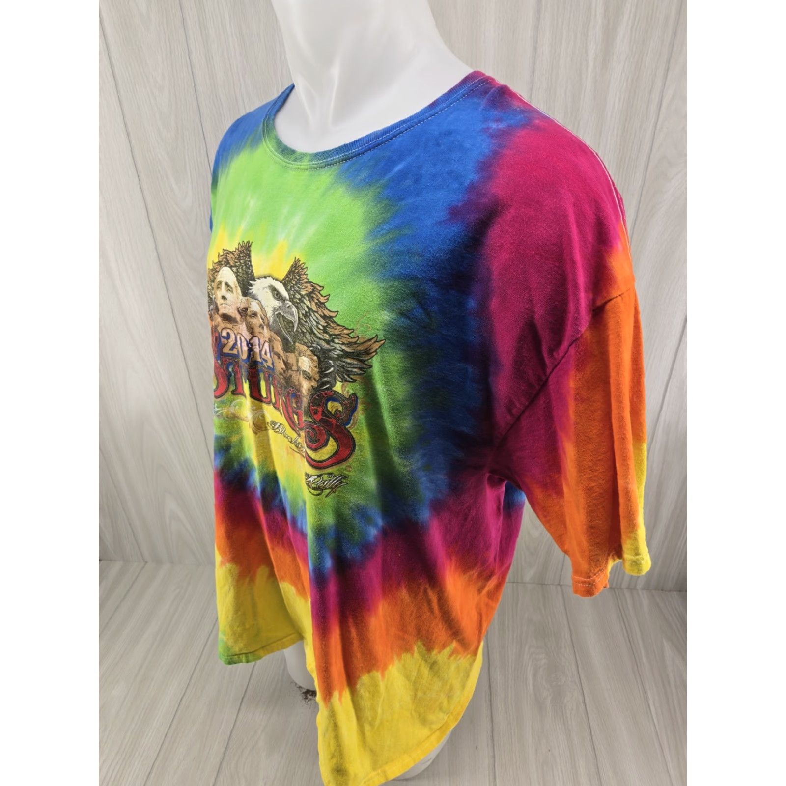 Hanes Sturgis 2014 Tie Dye 2XL T-Shirt Motorcycle Rally Double Sided Mens Size US XXL / EU 58 / 5 - 6 Thumbnail
