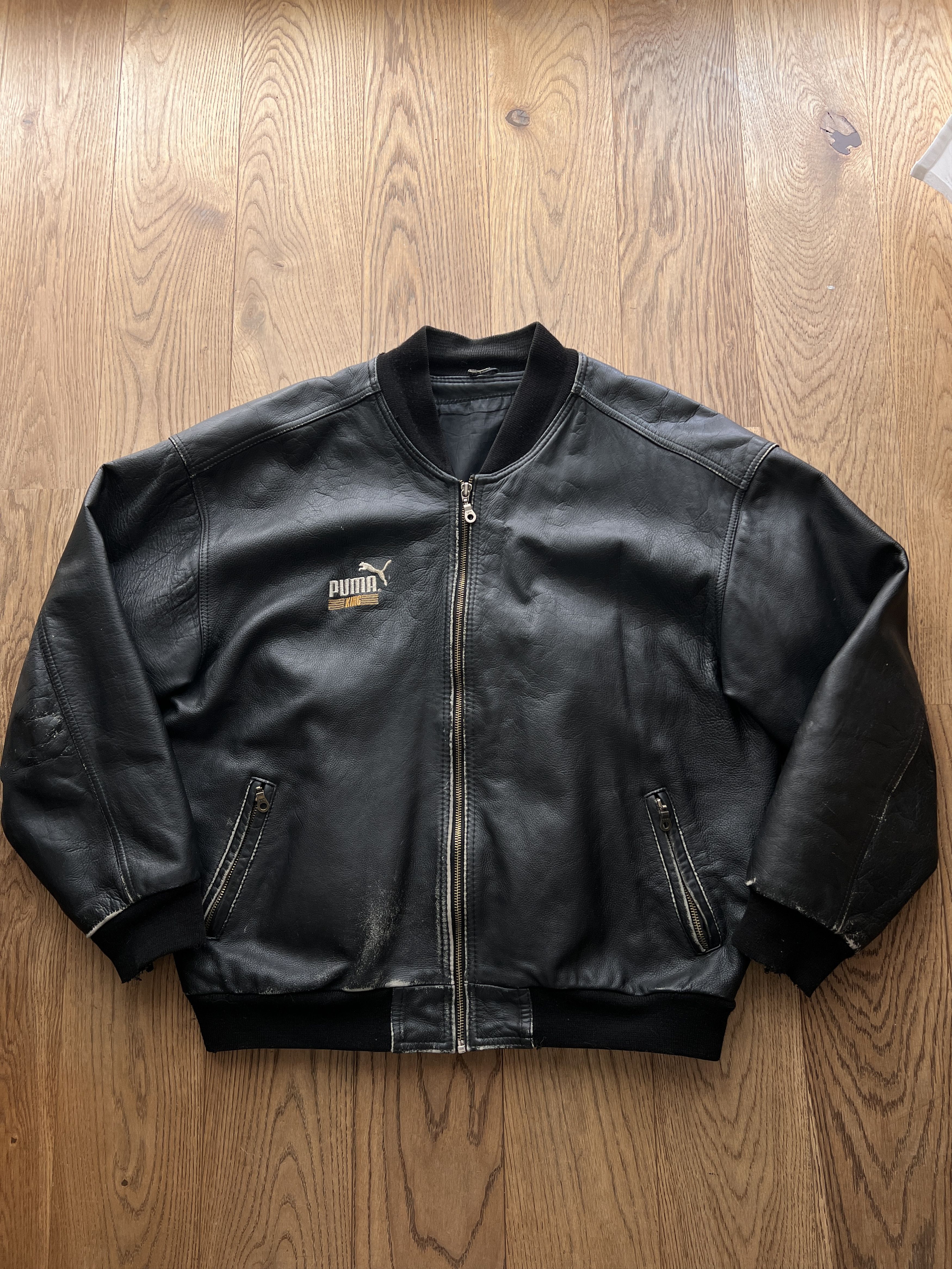 Puma PUMA KING rare vintage 1985 boxy bomber leather jacket baggy Size US L / EU 52-54 / 3 - 1 Thumbnail