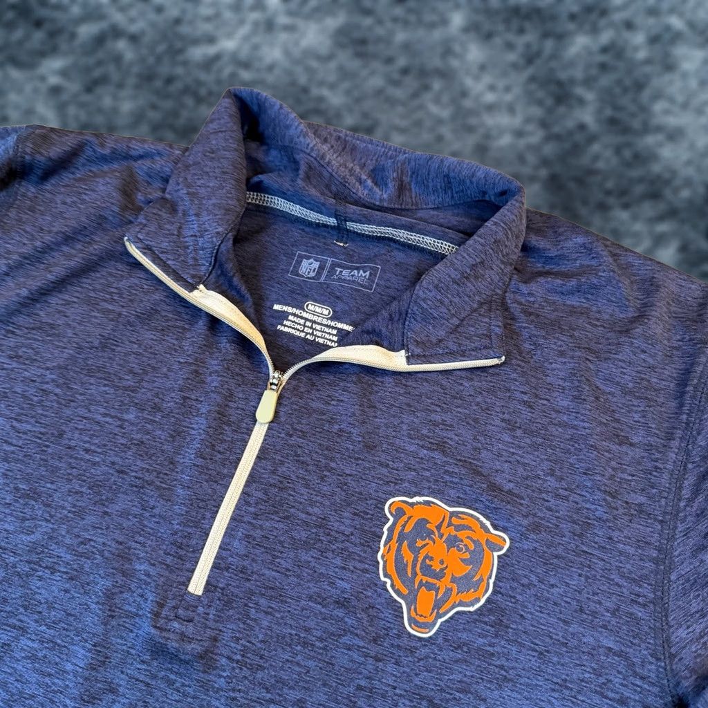 NFL NFL Chicago Bears Quarter Zip Pullover Mens Medium Blue Heathered Size US M / EU 48-50 / 2 - 1 Thumbnail