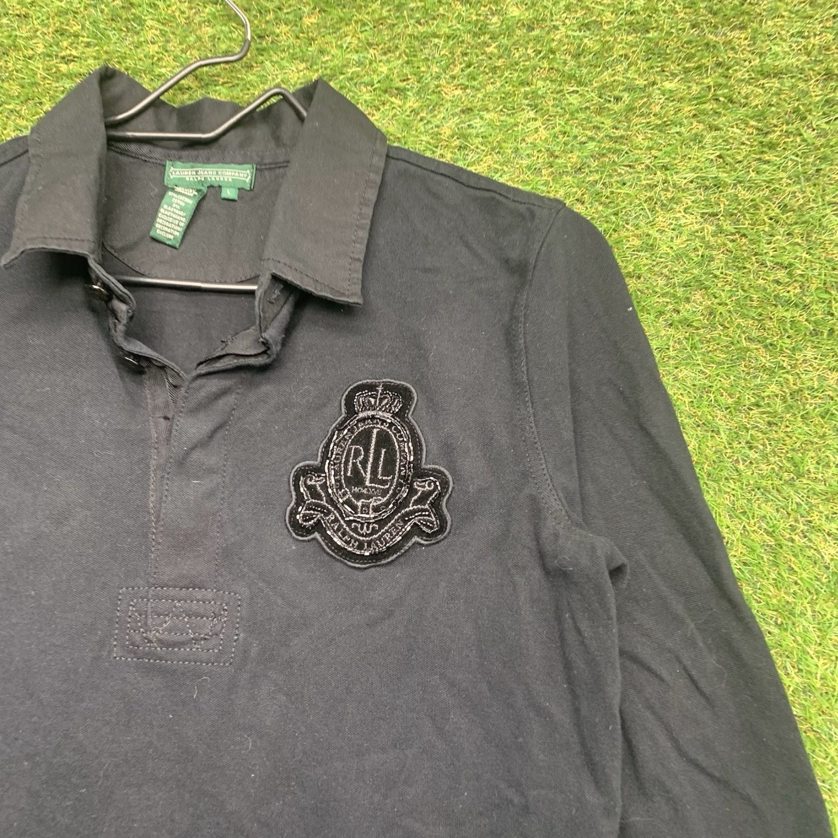 Polo Ralph Lauren Polo Ralph Lauren 90s Sport Sweater Women's Large Black Cable-Knit V-Neck Long Sleeve Crest Logo Casual Size L / US 10 / IT 46 - 3 Thumbnail