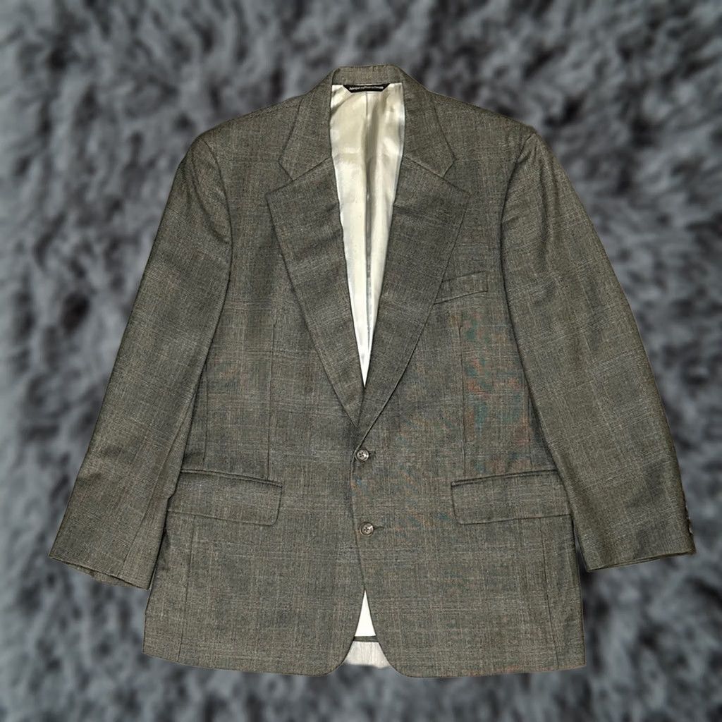 Vintage Samuelsohn Blazer Wool Glen Check Plaid 2 Piece - 42R Mens Regular Brown Blazer Sport Jacket Size 42R - 1 Thumbnail
