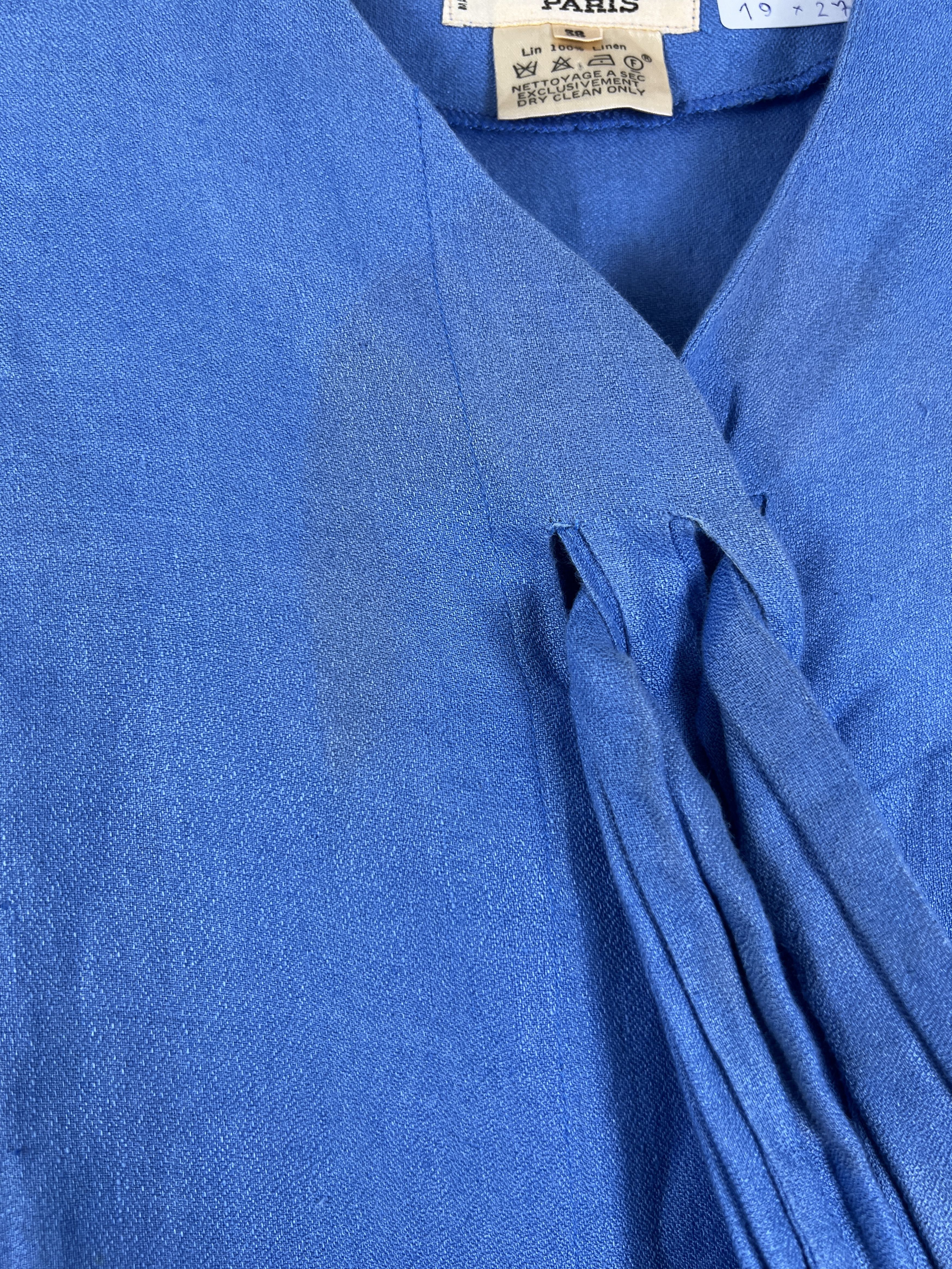 Hermes Vintage HERMÈS Tie-Neck Linen Shirt (38) GTMP225 Size S / US 4 / IT 40 - 8 Thumbnail
