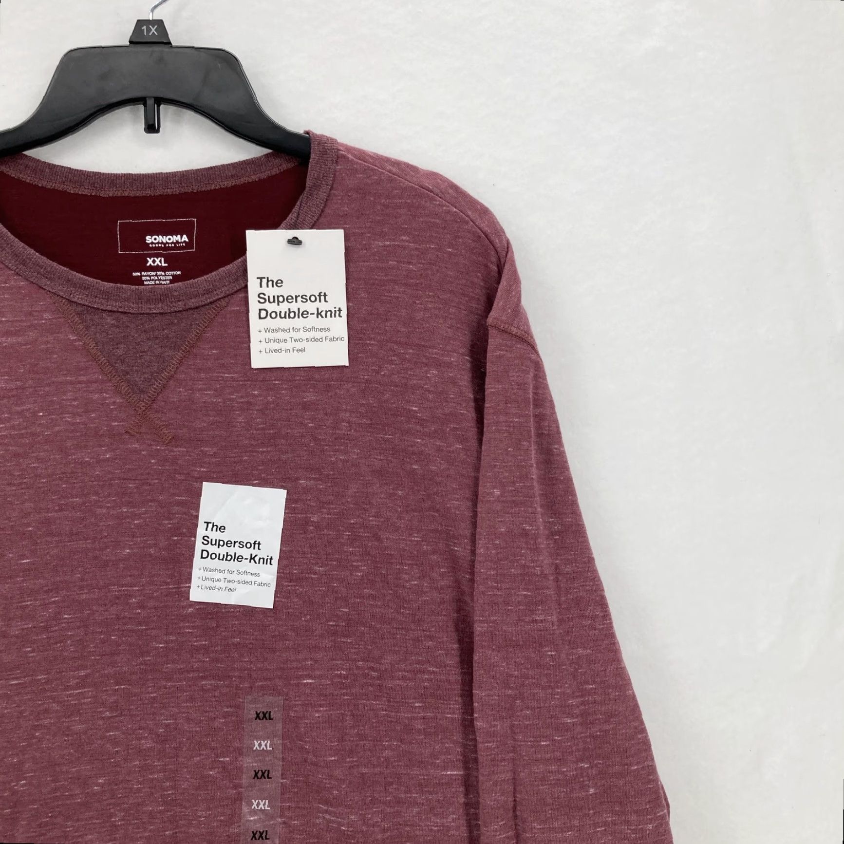 Doublet Sonoma Mens Sweater Pullover 2XL Red Burnt Cherry Supersoft Double Knit Crew Neck Casual Knitwear Size US XXL / EU 58 / 5 - 2 Thumbnail