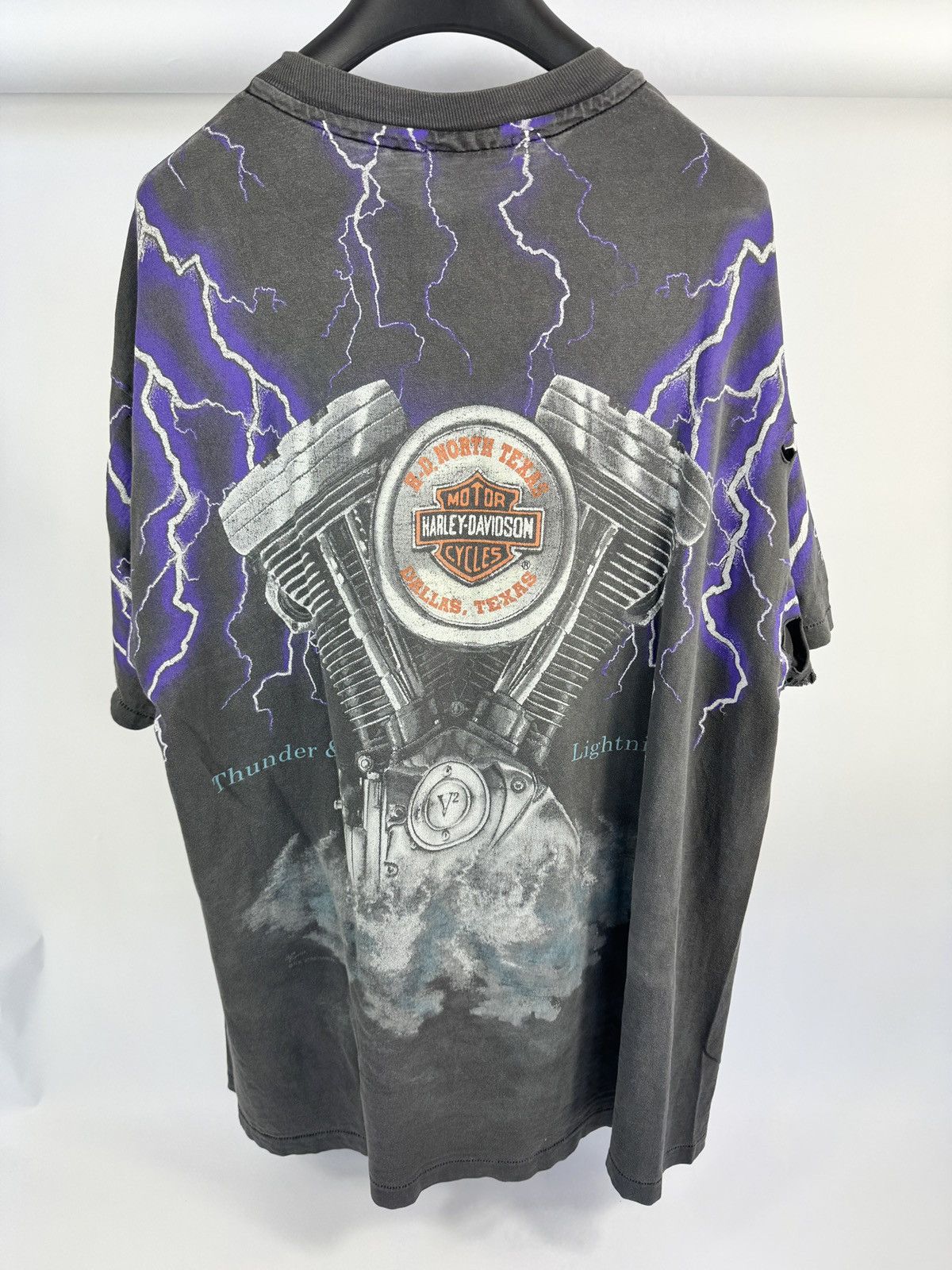 Vintage HARLEY- DAVIDSON THUNDER & LIGHTNING 1990s VINTAGE T-SHIRT Size US XXL / EU 58 / 5 - 2 Thumbnail