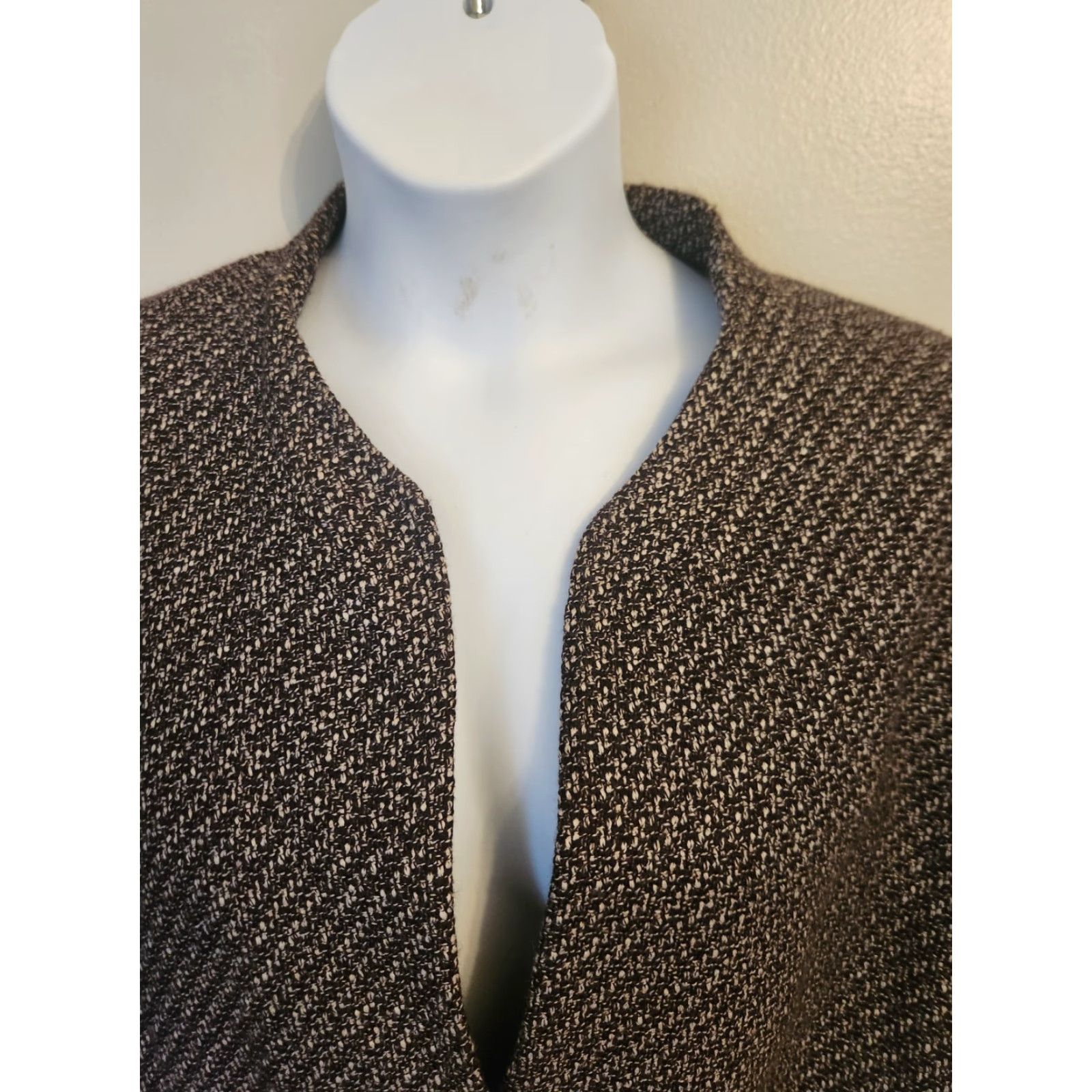 Vintage VINTAGE JG Hook Collarless Tweed V-Neck Blazer Jacket 30W Plus Women Brown Tweed Blazer Jacket Size 4XL / US 24-26 - 2 Thumbnail