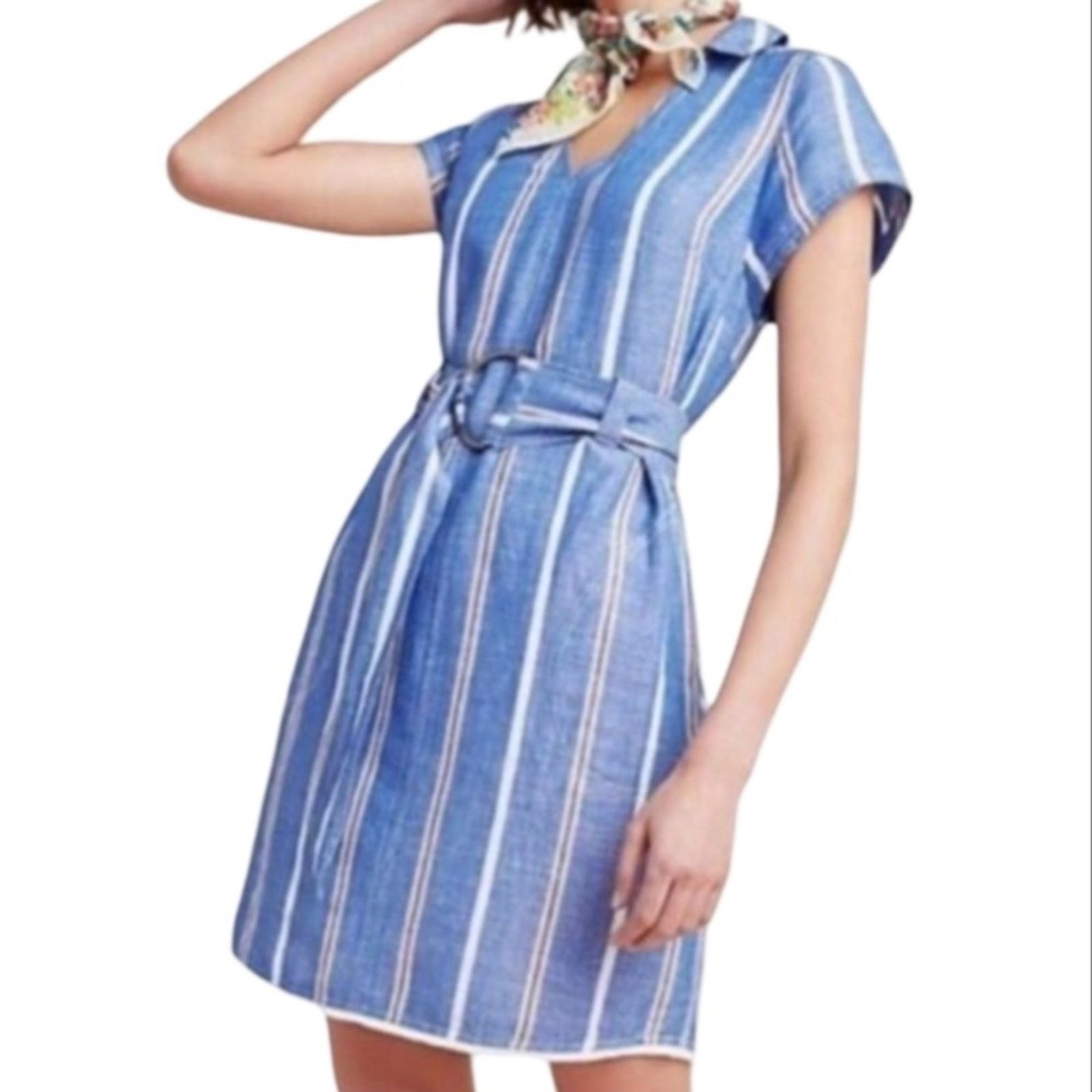 Anthropologie Anthropologie Pilcro‎ Striped Linen Blend Dress Size M / US 6-8 / IT 42-44 - 1 Thumbnail